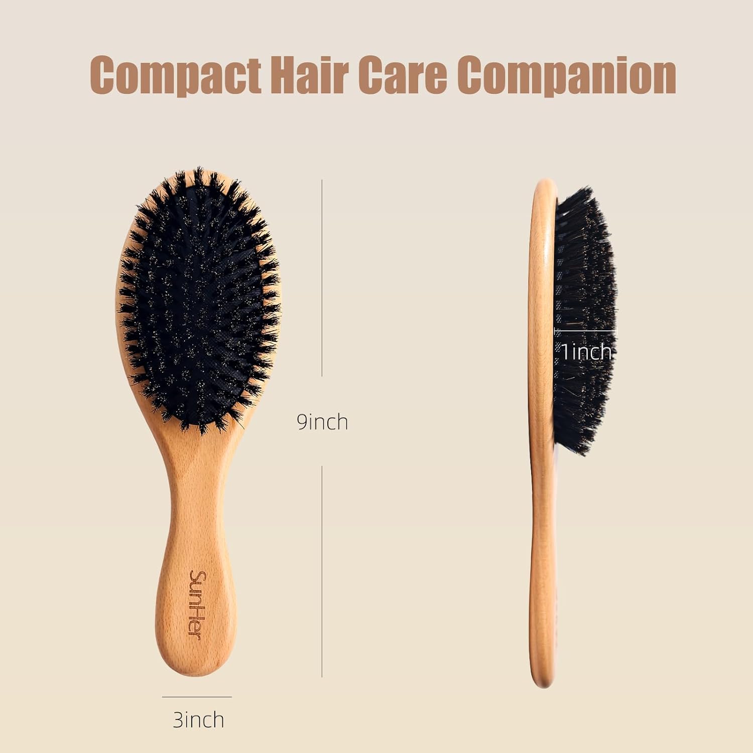 Boar Bristle Hair Brush - 100% Soft Natural Bristles for Women Men Kids Restore Shine and Fine - Wooden Hairbrush with Plastic Tail Comb for Short Thin Dry Hair - Image 7