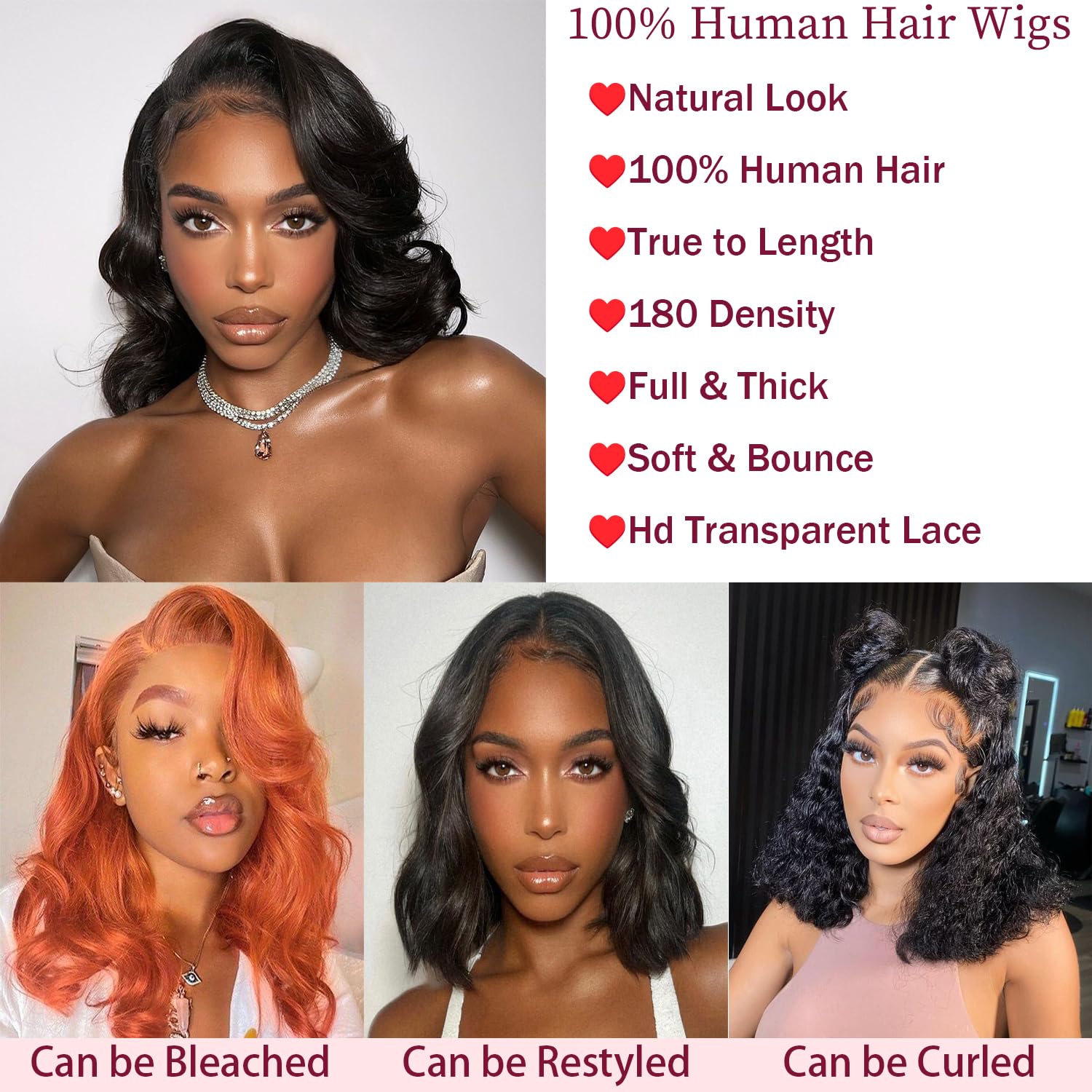 Bob Wig Human Hair 13x4 Frontal Lace Wig 14 Inch Body Wave 180% Density HD Transparent Lace Front Wigs Human Hair Wigs for Black Women Pre Plucked Natural Black - Image 4