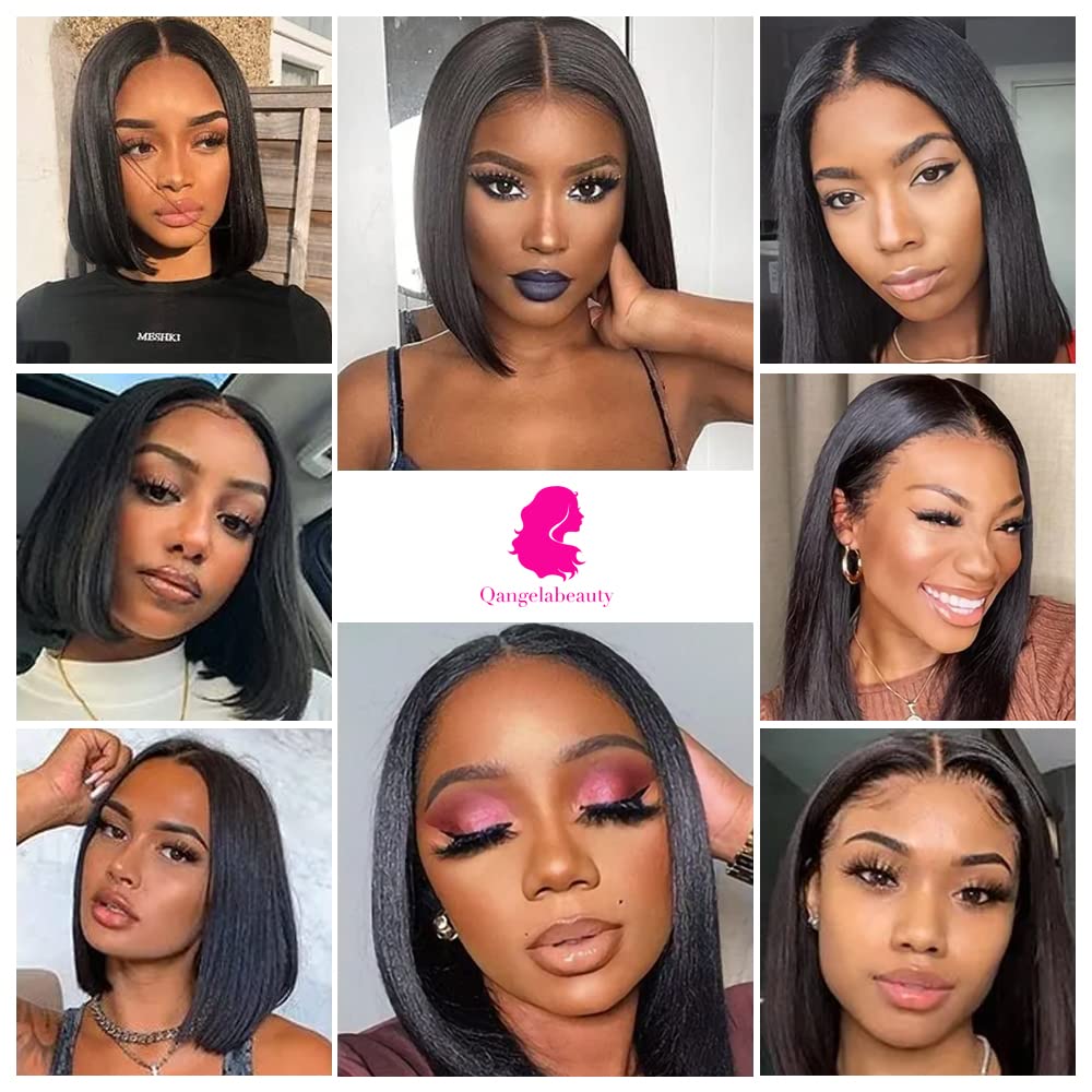 Bob Wig Lace Front Wigs Pre Plucked with Baby Hair 180% Density Short Bob Wigs for Women Straight Bob Frontal Wigs Natural Black (12inch) - Image 4