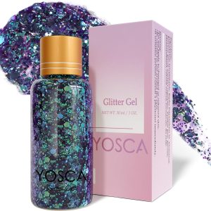 Body Glitter Gel,30ML Holographic Face Adhesive Mermaid Sequins Body Chunky Glitter Powder Liquid Lotion for Women Hair,Festival Carnival Makeup,Girls Stage,Rave Accessories - Metal Violet