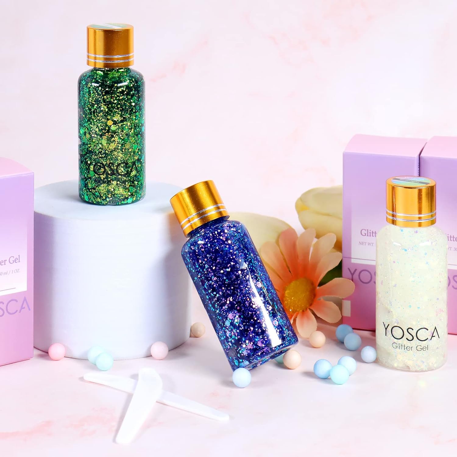 Body Glitter Gel,30ML Holographic Face Adhesive Mermaid Sequins Body Chunky Glitter Powder Liquid Lotion for Women Hair,Festival Carnival Makeup,Girls Stage,Rave Accessories - Metal Violet - Image 6