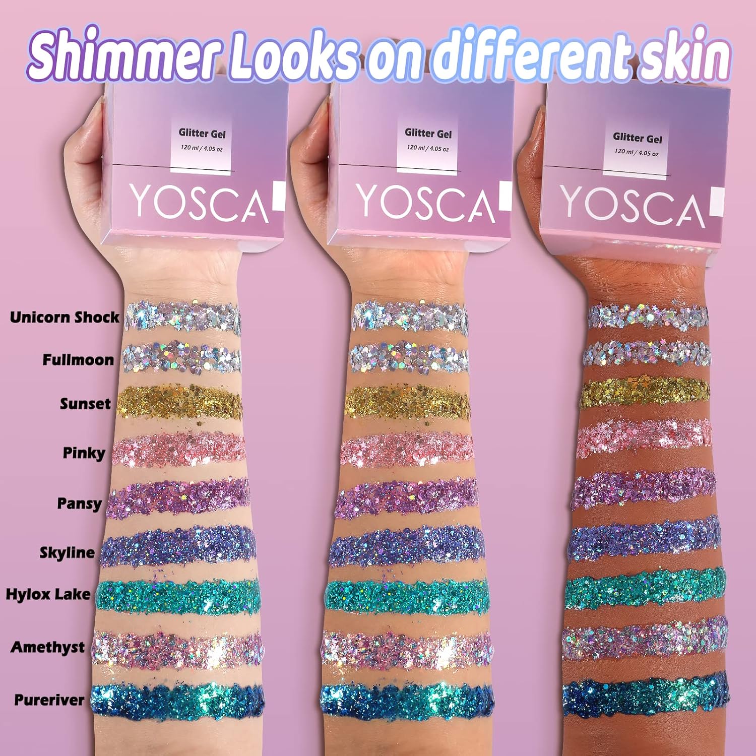 Body Glitter Gel,30ML Holographic Face Adhesive Mermaid Sequins Body Chunky Glitter Powder Liquid Lotion for Women Hair,Festival Carnival Makeup,Girls Stage,Rave Accessories - Metal Violet - Image 5