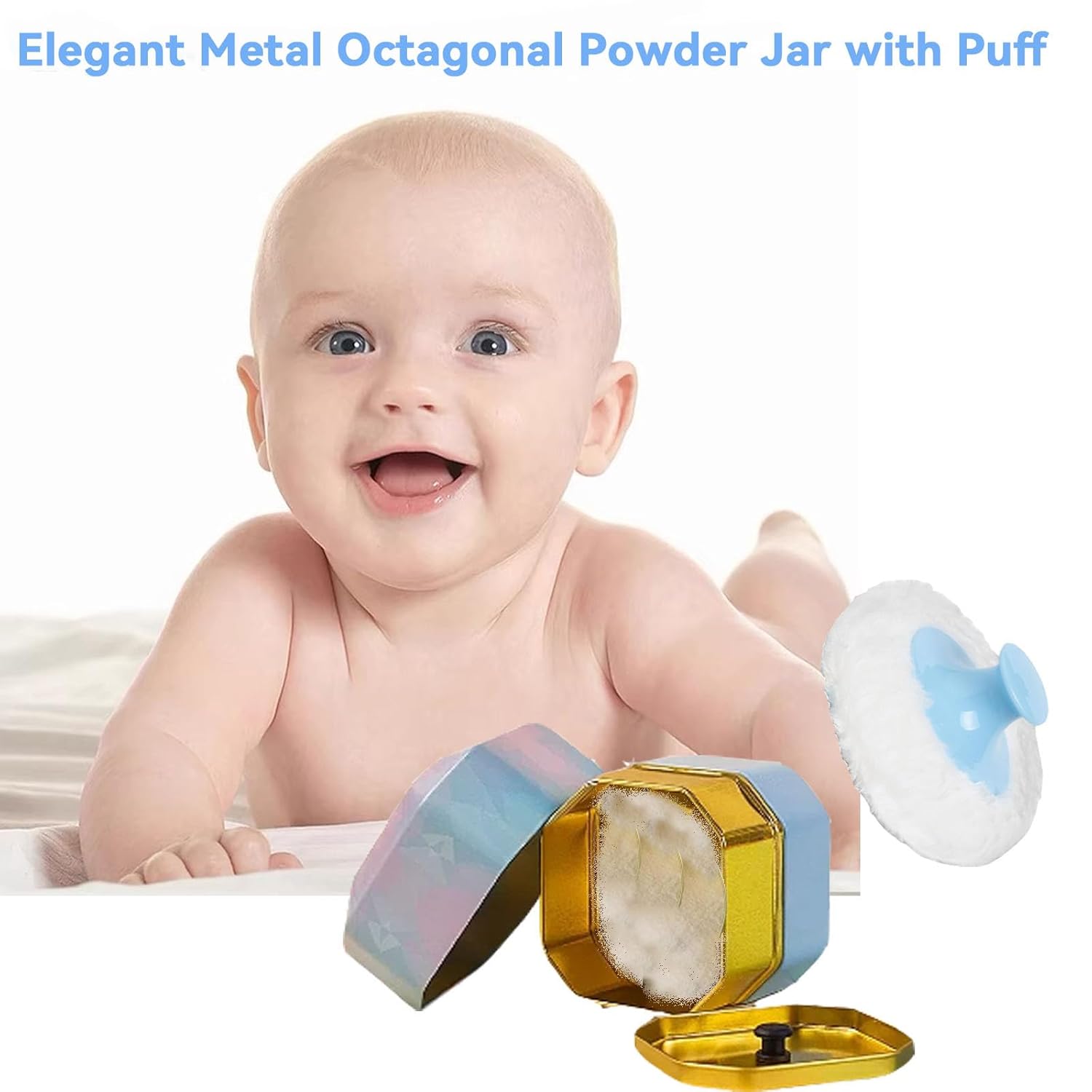 3.35" Portable Body Powder Jar with 1 Soft Puff and 6 Triangle Puffs Set - Image 4