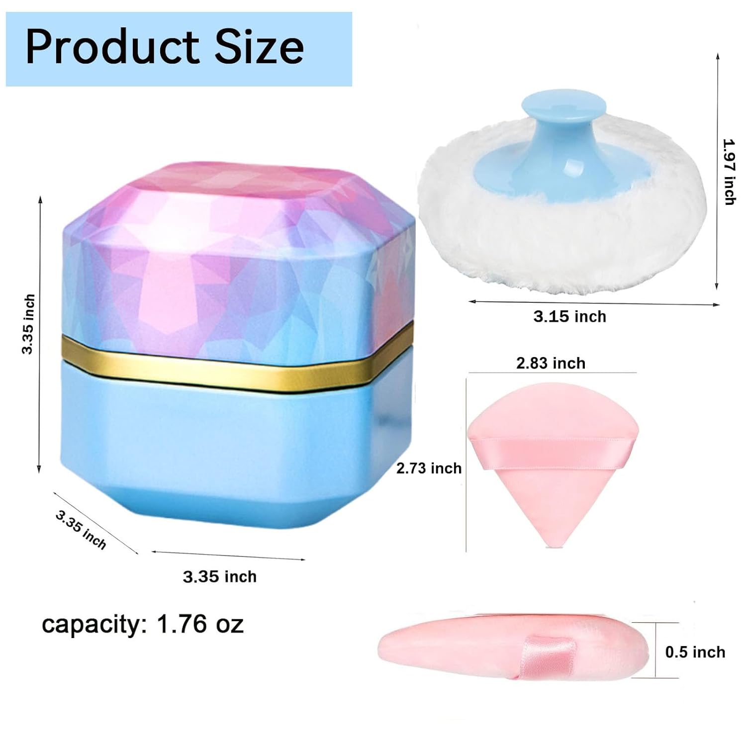 3.35" Portable Body Powder Jar with 1 Soft Puff and 6 Triangle Puffs Set - Image 7