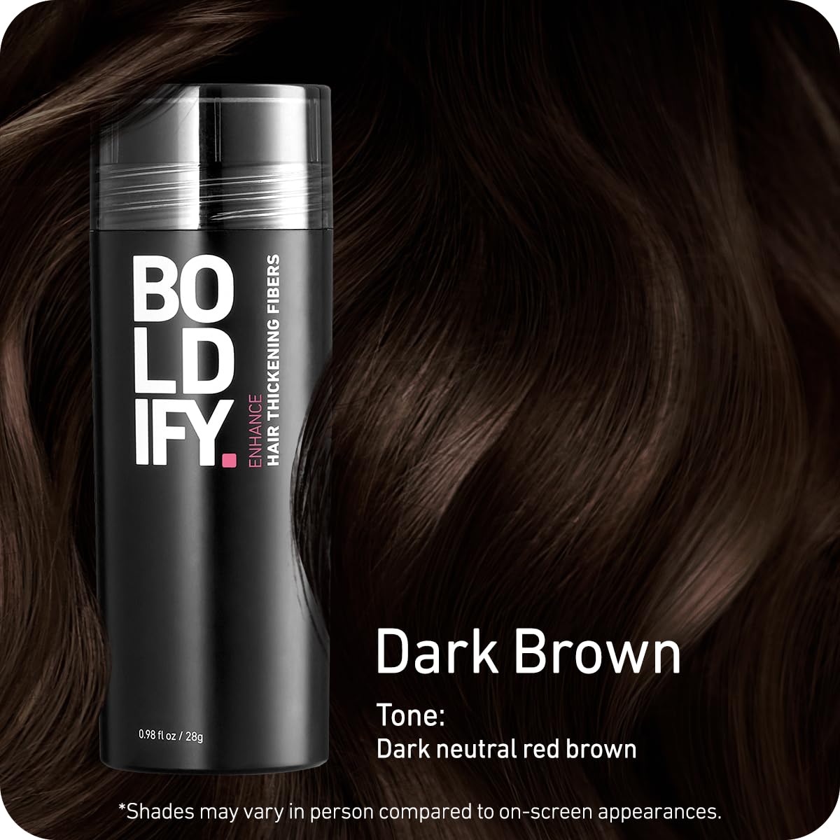 BOLDIFY Hair Fibers (28g) - Fill In Thinning and Fine Hair for an Instantly Fuller, Thicker Look - 14 Shades for Women & Men - Dark Brown - Image 2