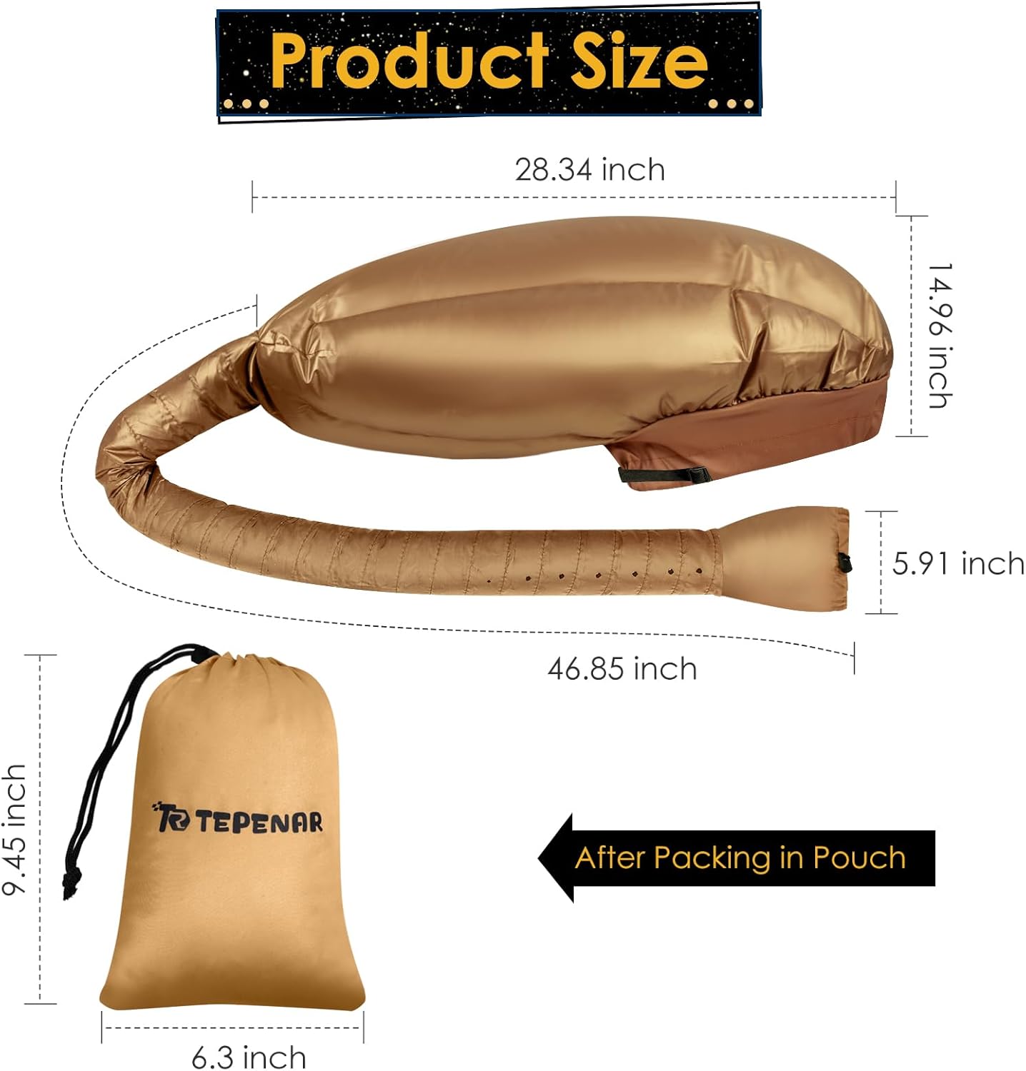 Bonnet Hair Dryer Attachment: Upgraded Extra Large Adjustable Hair Dryer Cap - Easy to Use for Natural Curly Textured Hair Care Styling Fast Drying - Gold - Image 3