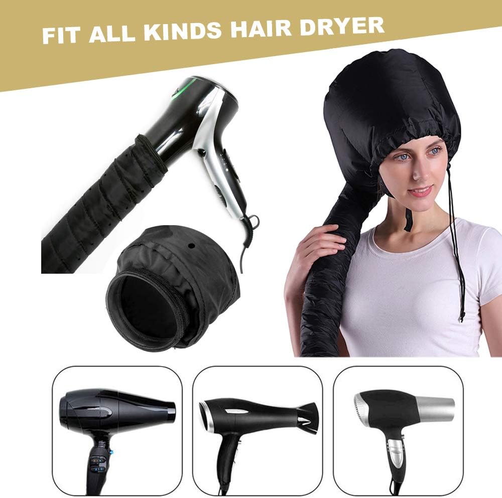 Bonnet Hood Hair Dryer Attachment Set - Soft Adjustable Hooded Bonnet for Hand Held Hair Dryer - Including Head Band for Drying Styling Curling Deep Conditioning - Image 3