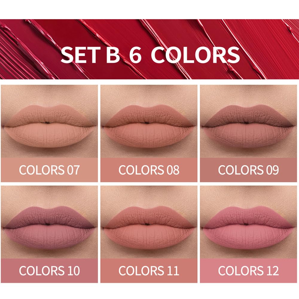 BONNIE CHOICE 6Pcs Nude Matte Liquid Lipstick Set, Waterproof Long Lasting Non-Stick Cup Nude Lipstick 24 Hour Not Fade Matte Lipstick Professional Lip Gloss Makeup Mother's Day Gifts for Women - Image 2