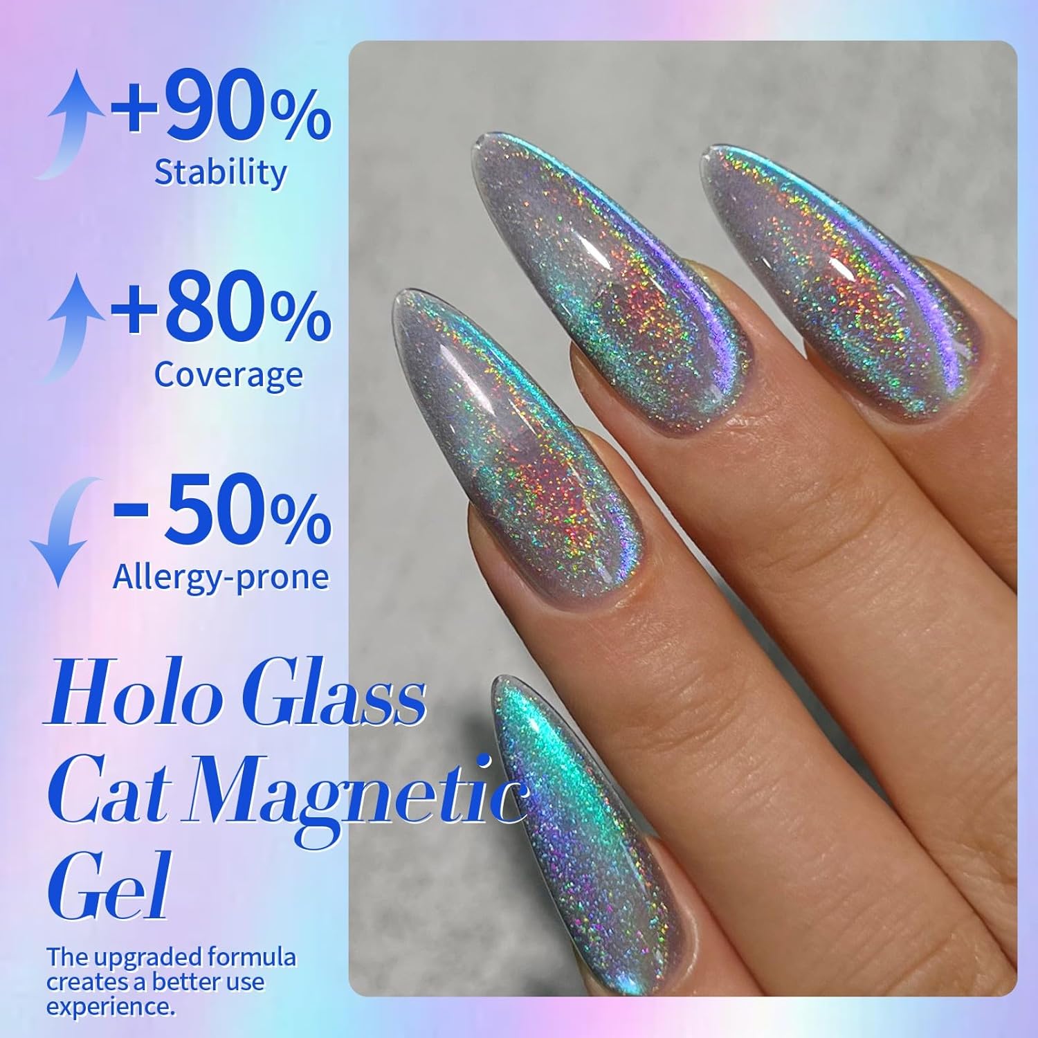 Born Pretty 9D Cat Magnetic Eye Gel Nail Polish Holographic Rainbow Gel Polish Blue Purple Soak Off U V LED Gel Polish Nail Art Design Manicure Salon DIY Home 15ML - Image 5