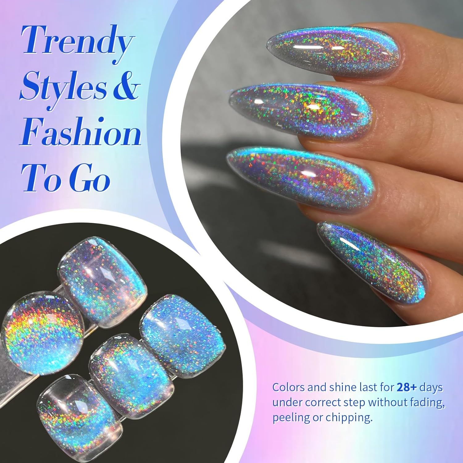 Born Pretty 9D Cat Magnetic Eye Gel Nail Polish Holographic Rainbow Gel Polish Blue Purple Soak Off U V LED Gel Polish Nail Art Design Manicure Salon DIY Home 15ML - Image 4