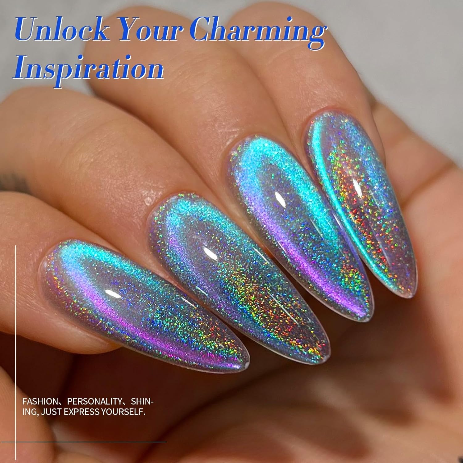 Born Pretty 9D Cat Magnetic Eye Gel Nail Polish Holographic Rainbow Gel Polish Blue Purple Soak Off U V LED Gel Polish Nail Art Design Manicure Salon DIY Home 15ML - Image 3
