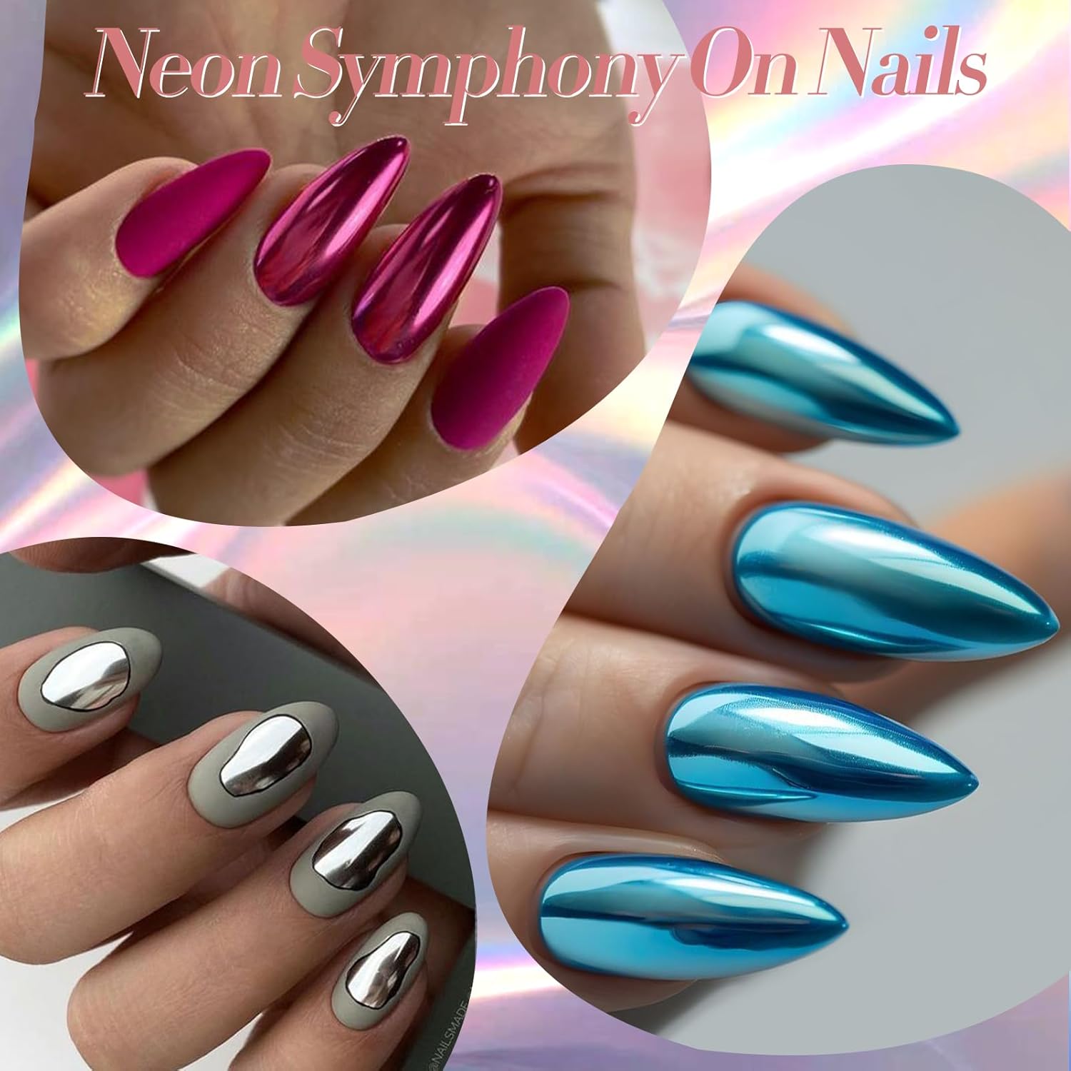 Born Pretty Metallic Nail Polish Set, 15 Colors Metallic Mirror Quick Dry Nail Polish Red Pink Gold Silver Purple Chrome Holographic Regular Nail Polish Nail Lacquer Fingernail Glossy Nail Polish Set - Image 5