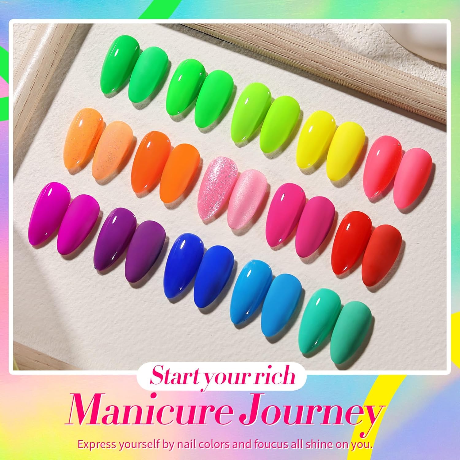 Born Pretty Neon Nail Polish Set, 15 Colors Spring Summer Nail Polish Quick Dry Nail Polish Kit Hot Pink Yellow Green Blue Nail Lacquer Glossy Nail Polish Manicure Set - Image 2