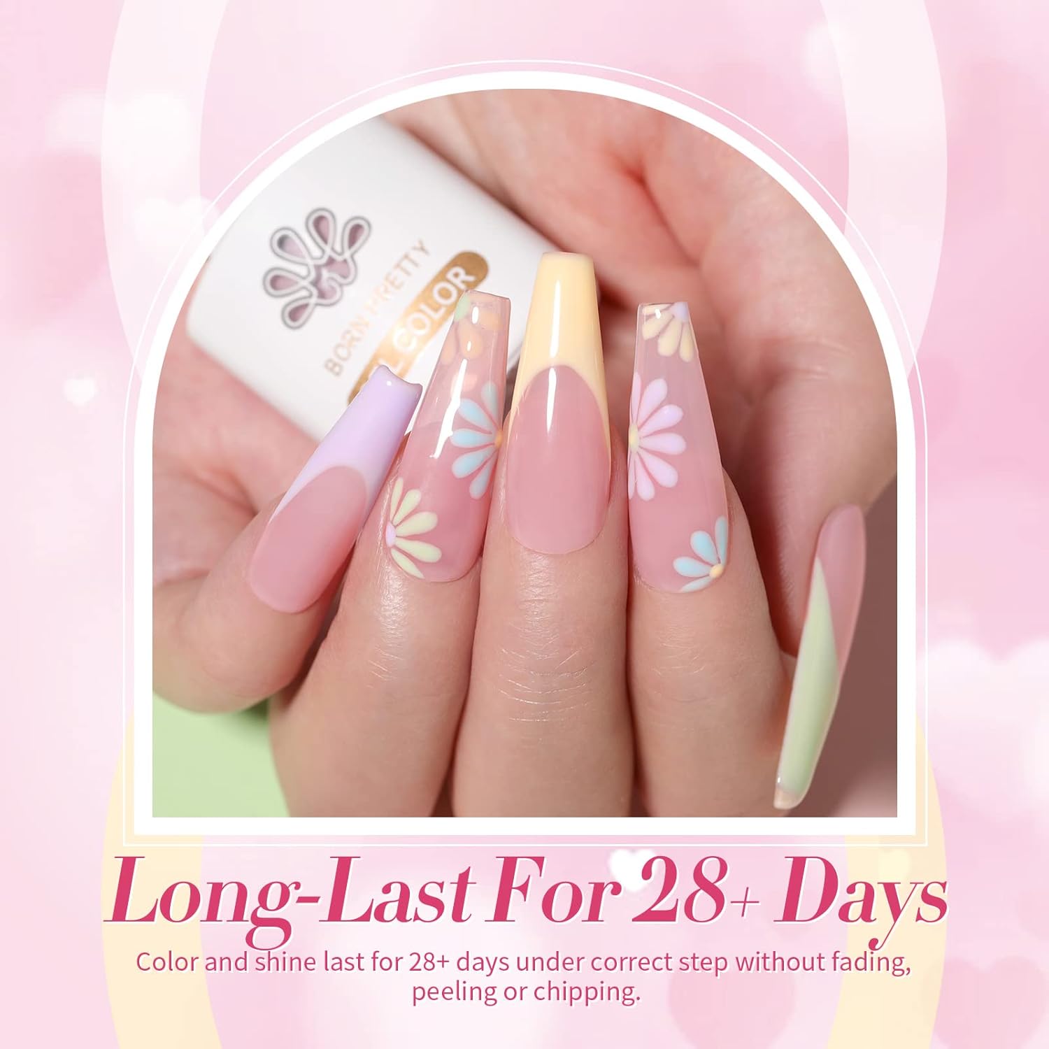 Born Pretty Pastel Gel Nail Polish Set Spring Summer Gel Polish Macaron Candy Sweet Color Gel Polish Easter Soft Pink Yellow Purple Blue Green Colors Collection Nail Art Gift Box 7ML 6PCS - Image 3