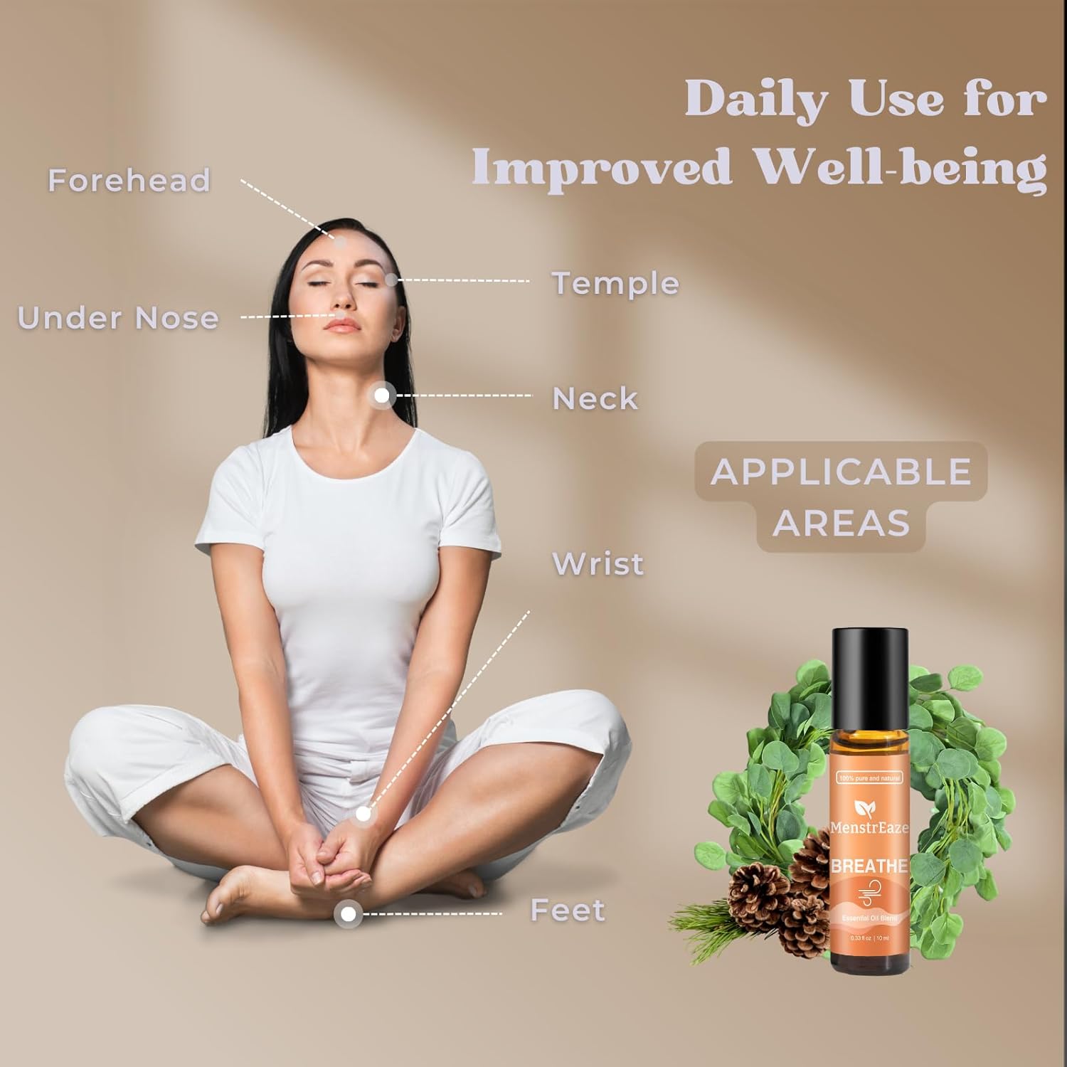 Breathe Essential Oil Roll-On Blend, Therapeutic-Grade Clear Breathing & Energy Boost, 100% Natural & Pure, Pure Blend of Eucalyptus, Peppermint & Australian Tea Tree, 10ml - Image 6