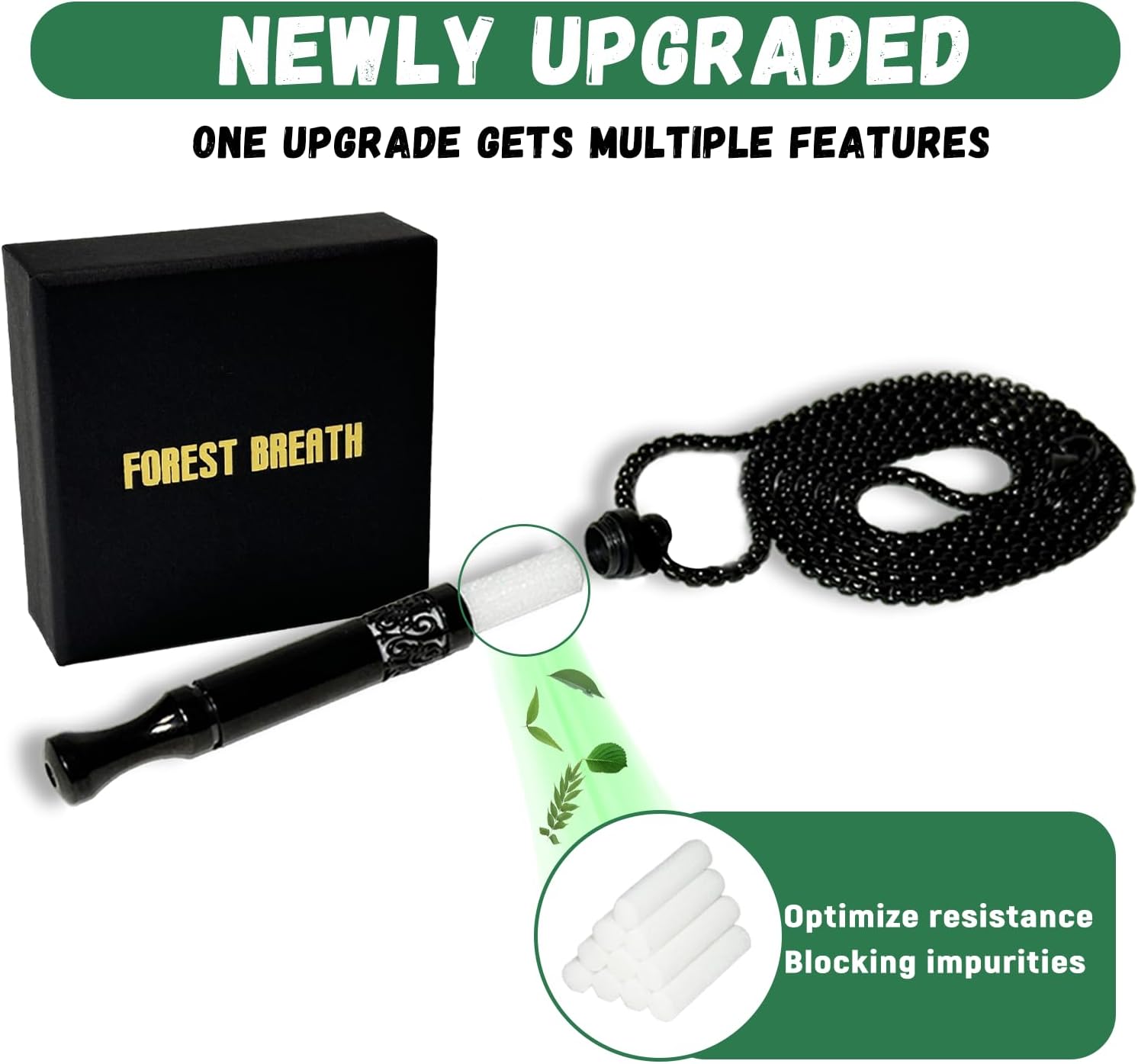 Breathlink Quit Smoking V2 Necklace Stress Fidget Relief Anxiety Aid, Silver - Image 2