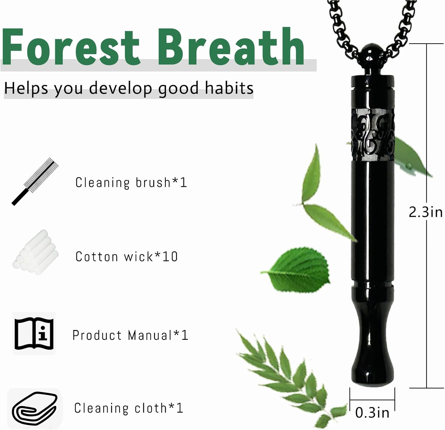Breathlink Quit Smoking V2 Necklace Stress Fidget Relief Anxiety Aid, Silver - Image 6