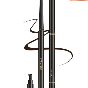Brown Gel Eyeliner for Mature Women, Waterproof Smudge-proof Gel Eyeliner Pencil,Long Lasting Cream Matte Eye Liner Pen Retractable Eyebrow Makeup Pen with Built-in Sharpener for Older Women