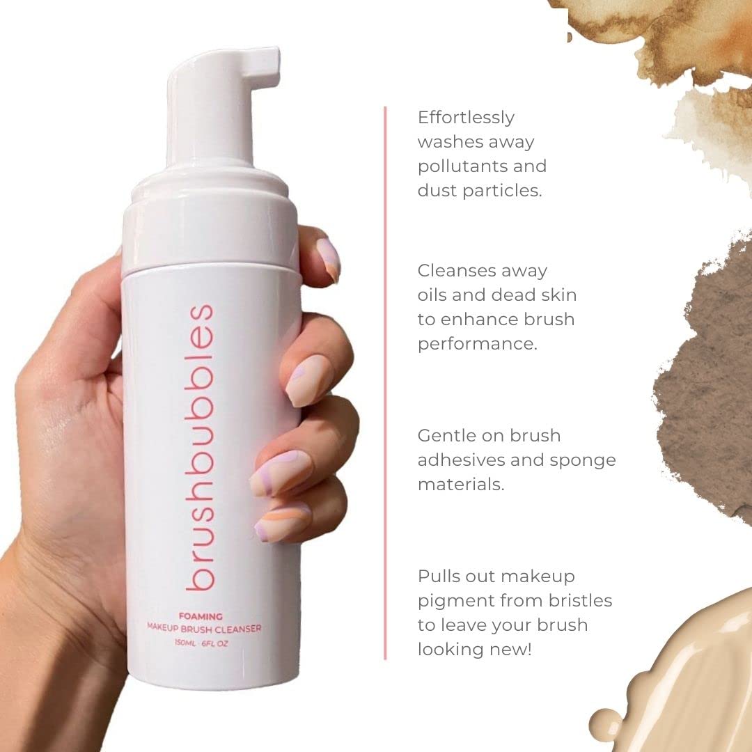 Brush Bubbles Foaming Makeup Brush Shampoo And Conditioning Cleanser For Makeup Sponges, Brushes & Applicators, Fragrance Free, Cruelty-Free, Vegan & Non-Irritant 6 fl.oz. - Image 3