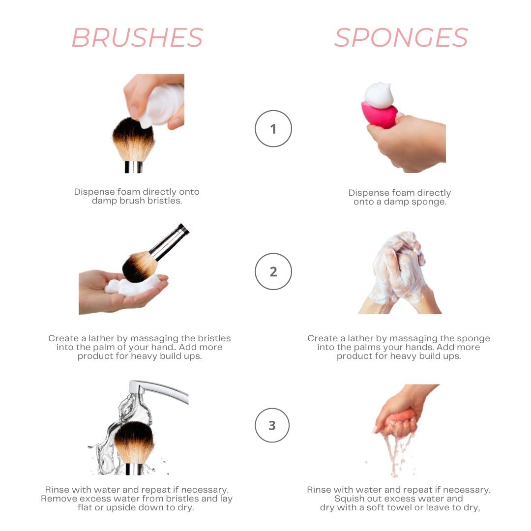 Brush Bubbles Foaming Makeup Brush Shampoo And Conditioning Cleanser For Makeup Sponges, Brushes & Applicators, Fragrance Free, Cruelty-Free, Vegan & Non-Irritant 6 fl.oz. - Image 5