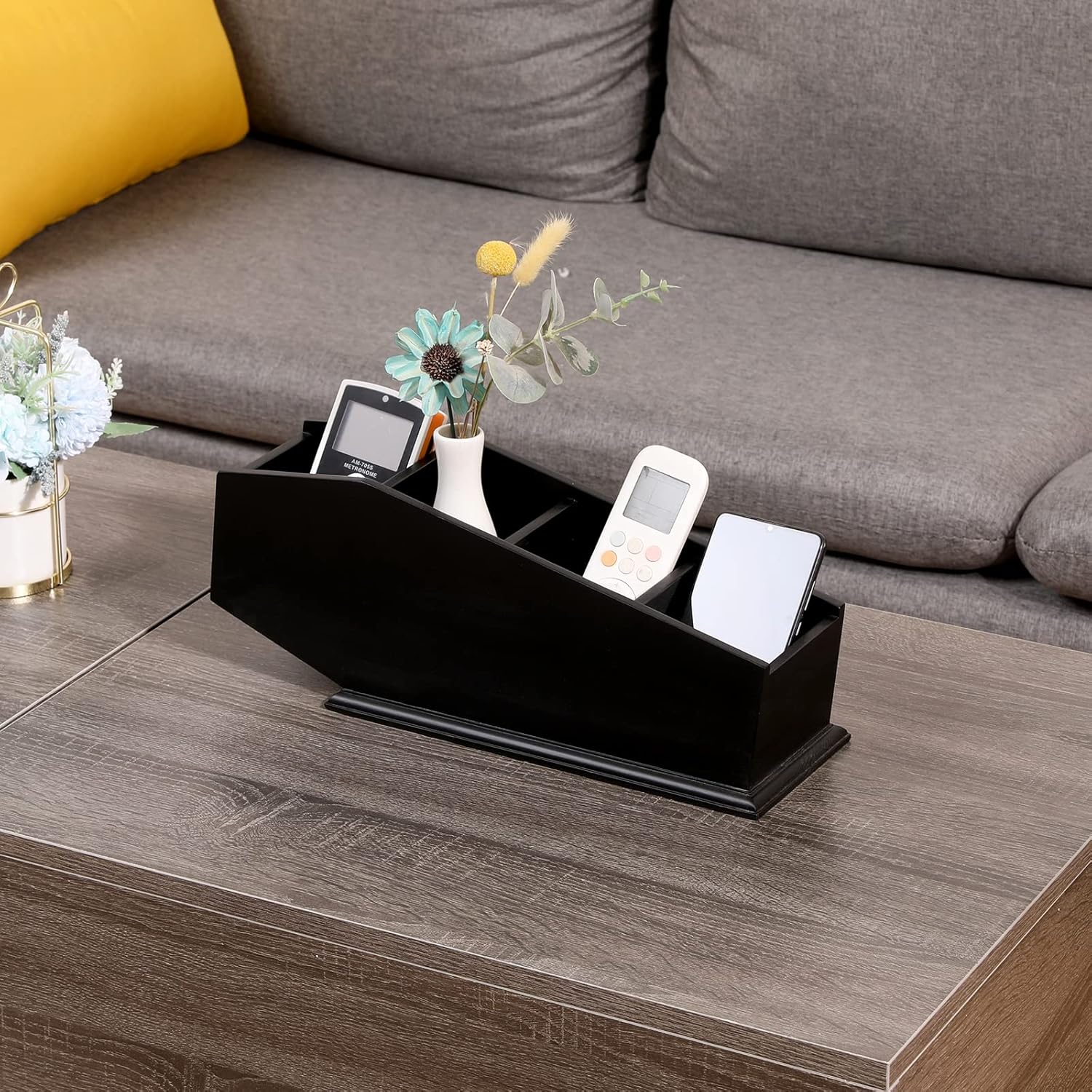 Brush Holder Coffin Makeup Brush Holder Gothic Desk Organizer Black Boxes for Desk Spooky Home Office Desk Organizer-Vanity Organizer and Desk Storage-4 Compartments - Image 2