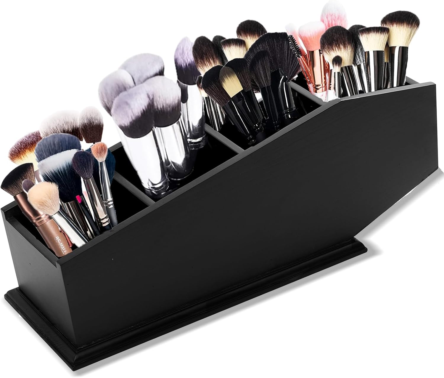 Brush Holder Coffin Makeup Brush Holder Gothic Desk Organizer Black Boxes for Desk Spooky Home Office Desk Organizer-Vanity Organizer and Desk Storage-4 Compartments
