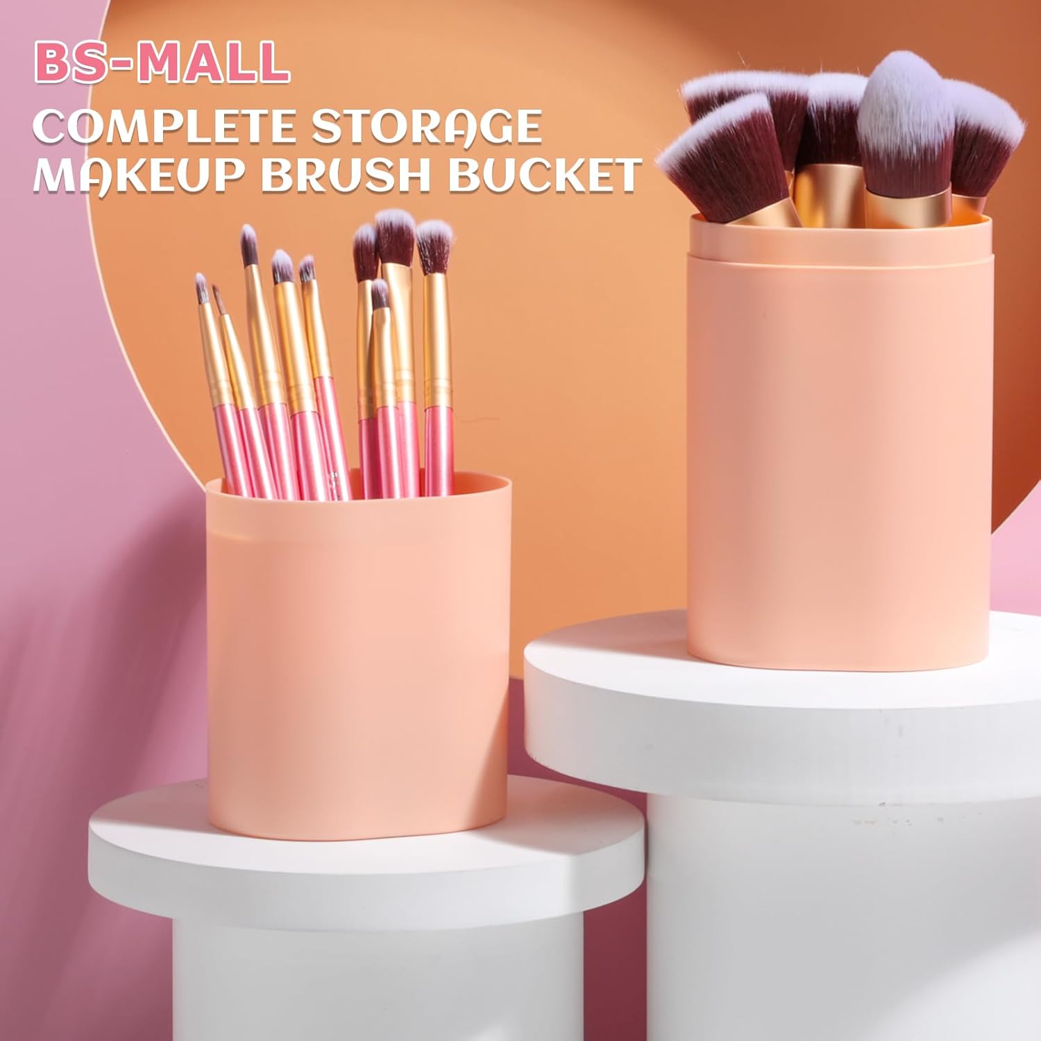 BS-MALL New 14 Pcs Makeup Brushes Premium Synthetic Kabuki Makeup Brush Set Cosmetics Foundation Blending Blush Eyeliner Face Powder Brush Makeup Brush Kit(golden Pink) - Image 2