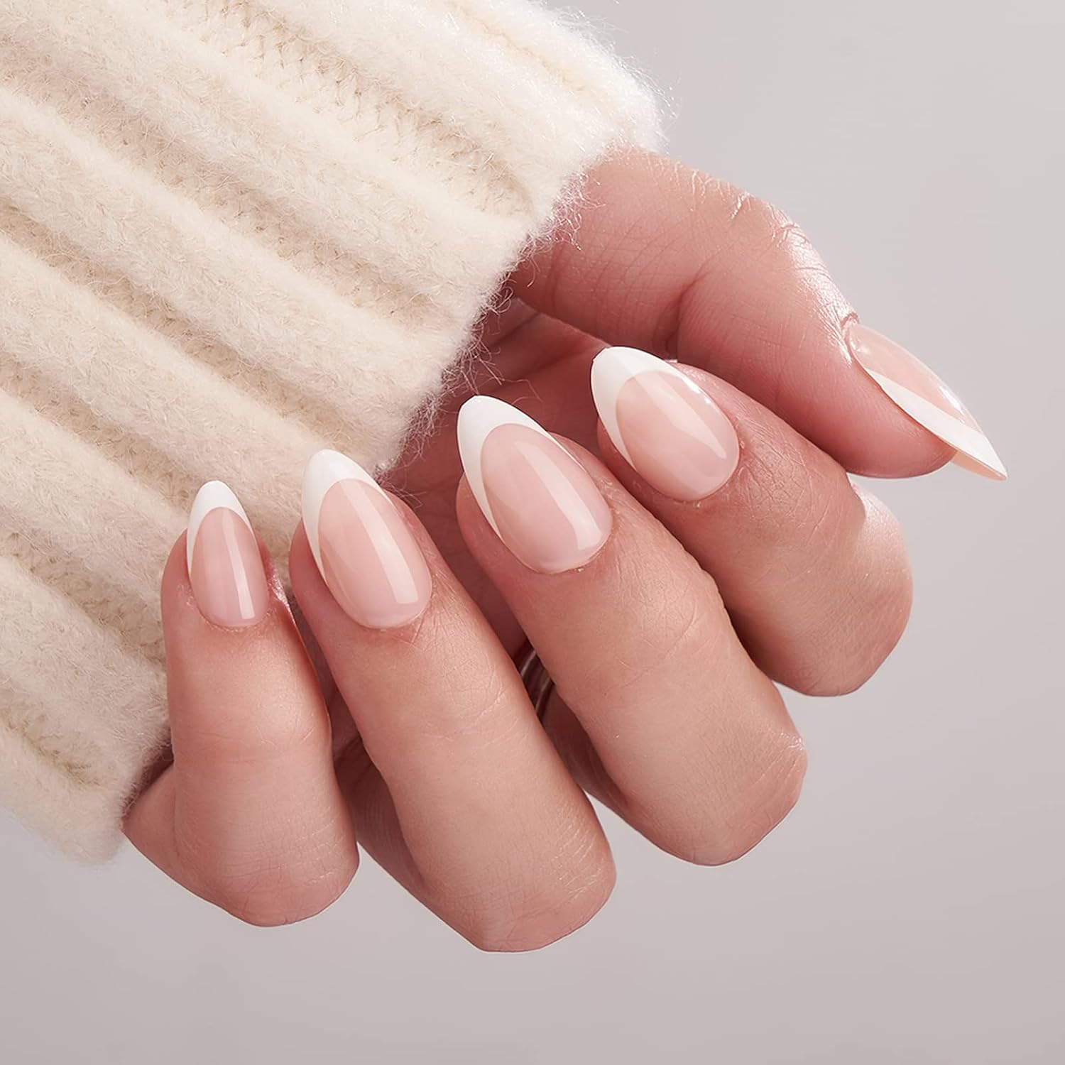 BTArtbox Press On Nails Short - French Tip Press On Nails, Almond Fake Nails White with Nail Glue, Fit Perfectly & Natural Reusable Stick On Nails in 15 Sizes Glue On Nails Kit, White French - Image 9