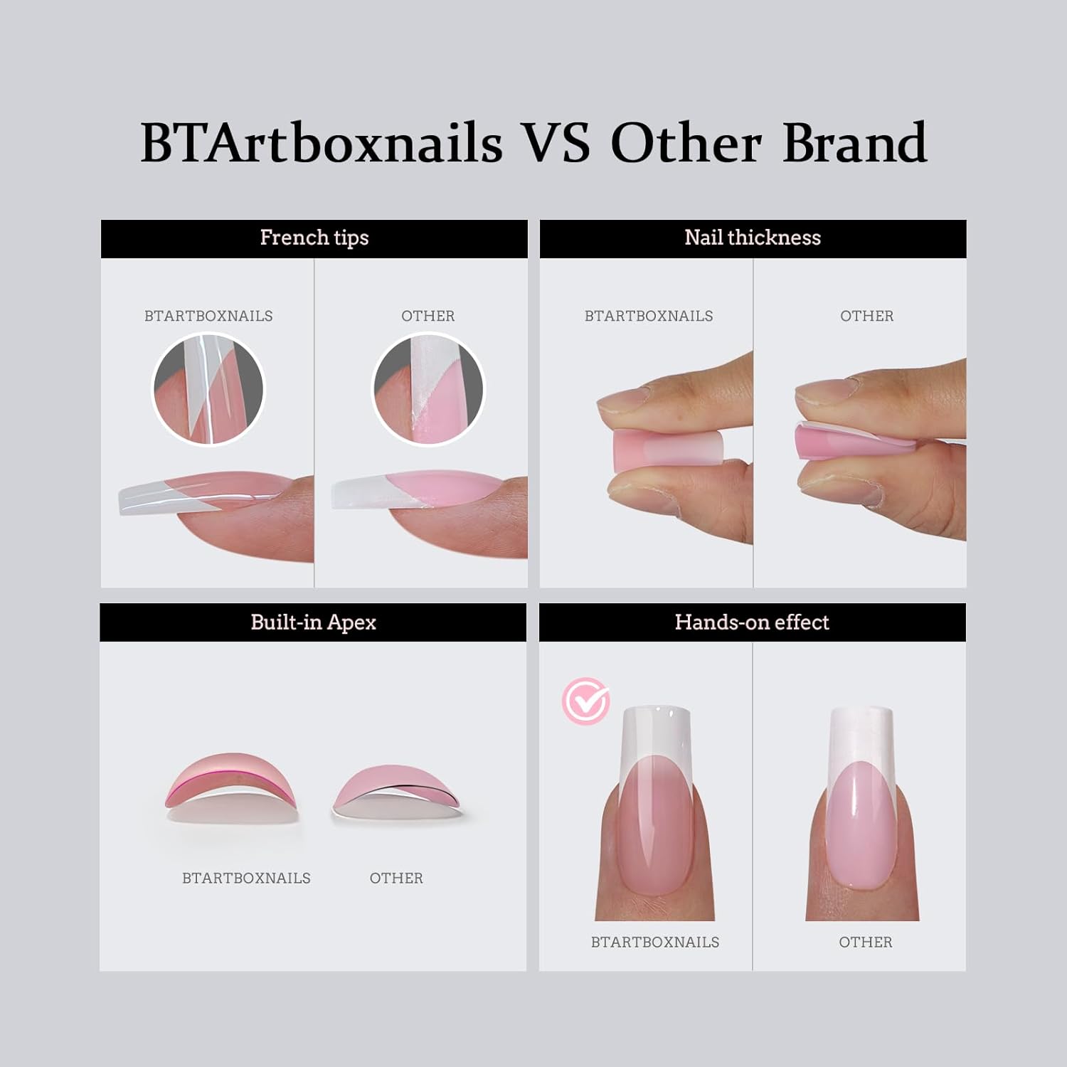 BTArtboxnails Summer Press on Nails - French Tip Nails 160pcs Short Square Nail Tips, Brighter Pastel Soft Gel Nails, Soak Off Acrylic False Nails Fake Nails Tips Art - Image 5