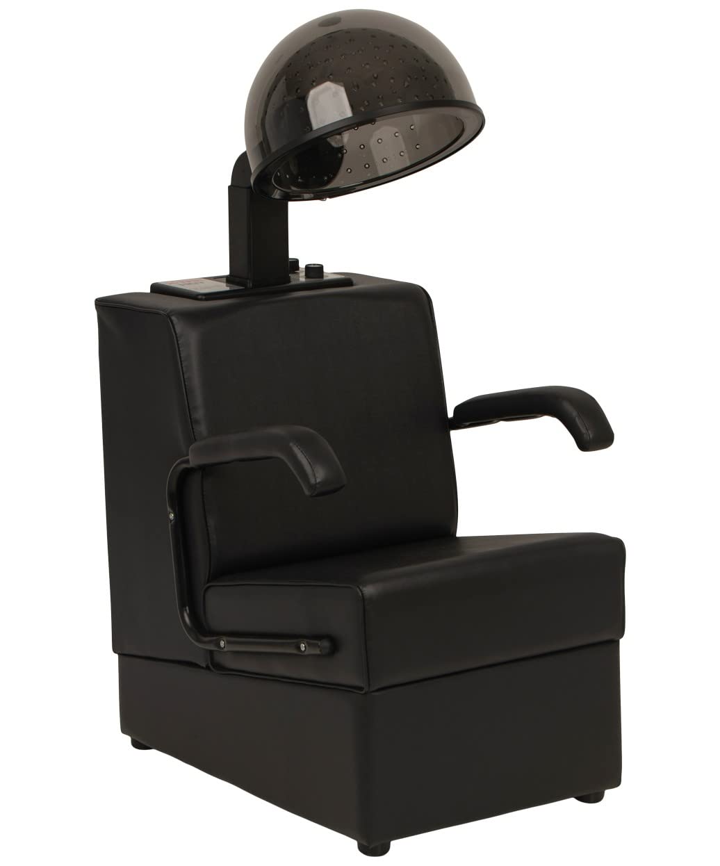 Buy-Rite Kate Professional Hair Dryer & Chair Combo - 980W Hooded Salon Hair Dryer with Timer, 4 Temp Settings, Removable Arms & Wood Frame Chair, Commercial Use, Black, OD-431HL-1500