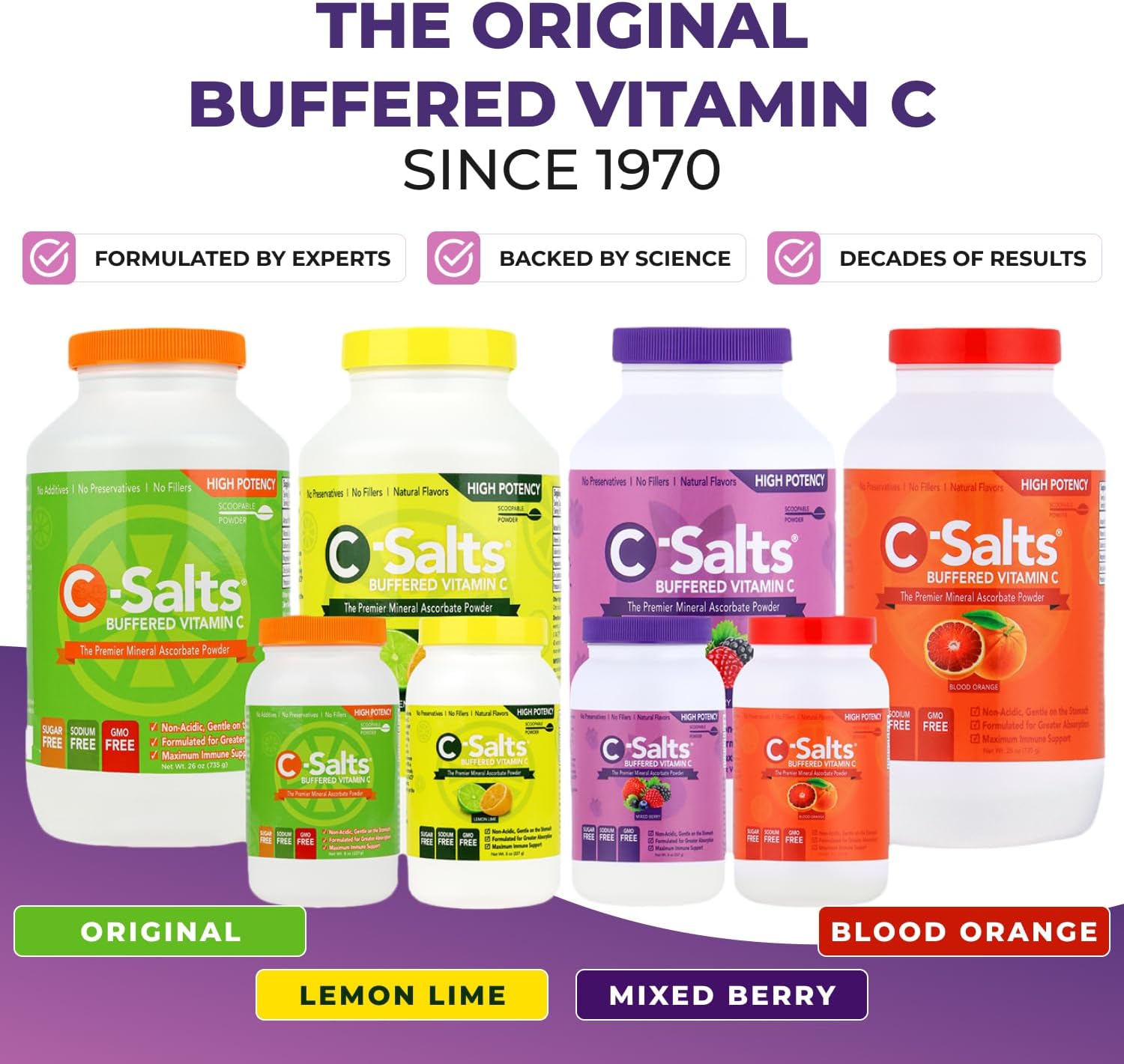 C-Salts Original Vitamin C Powder Supplement - 100% Pure High Dose Buffered Vitamin C Powder for Immune Support - Sugar-Free Powdered Drink Ascorbate, Organic, Stomach-Friendly, Mixed Berry 8oz - Image 5