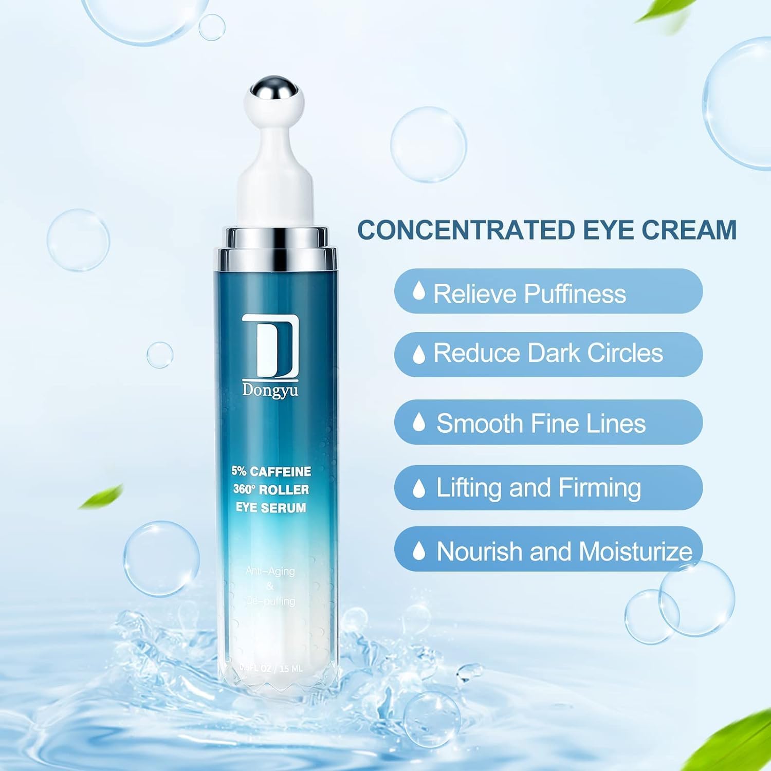 Caffeine Eye Cream for Dark Circles: Under Eye Cream Morning Skincare - Daily Eye Serum for Eyelids Puffiness (Formula Upgraded) - Image 2