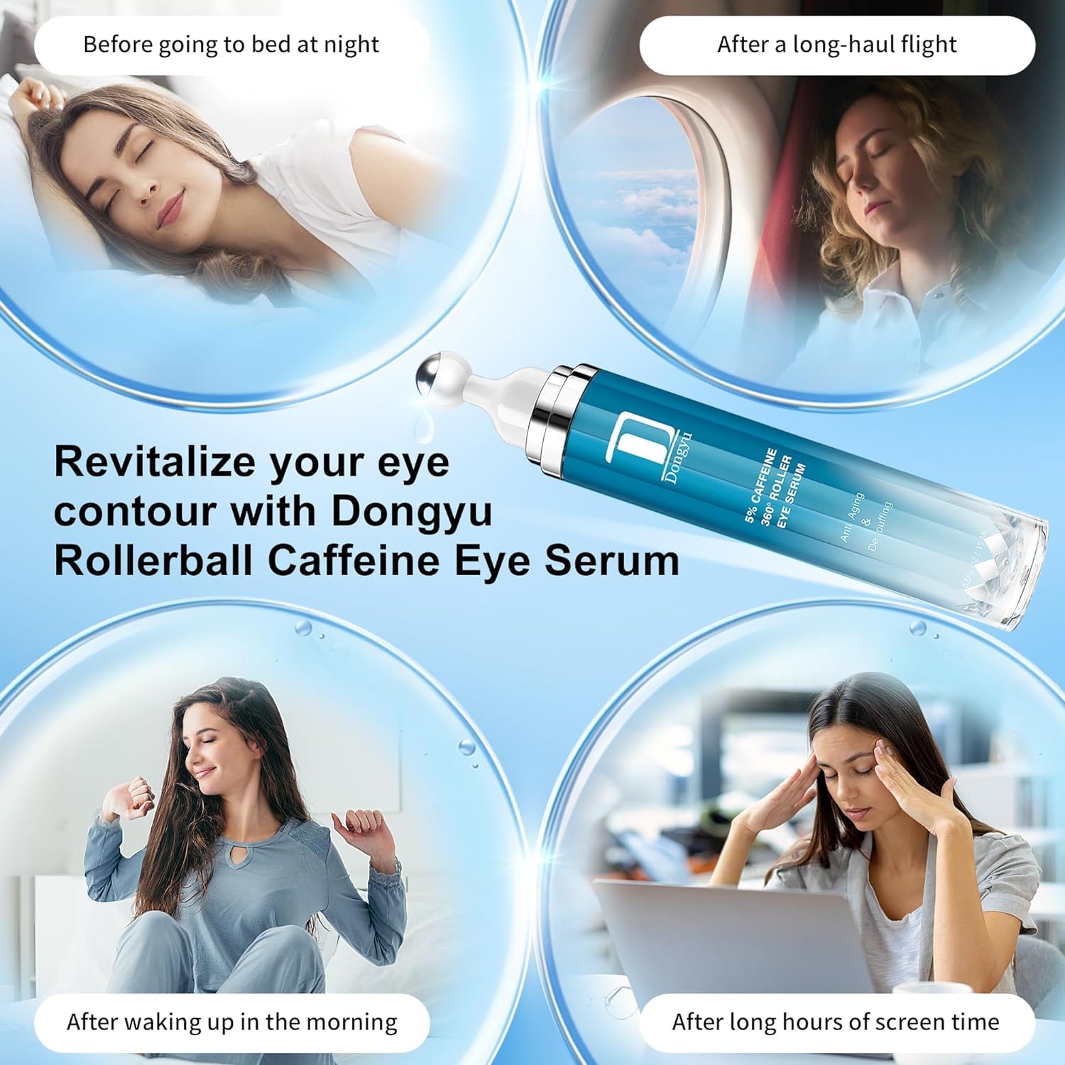 Caffeine Eye Cream for Dark Circles: Under Eye Cream Morning Skincare - Daily Eye Serum for Eyelids Puffiness (Formula Upgraded) - Image 6