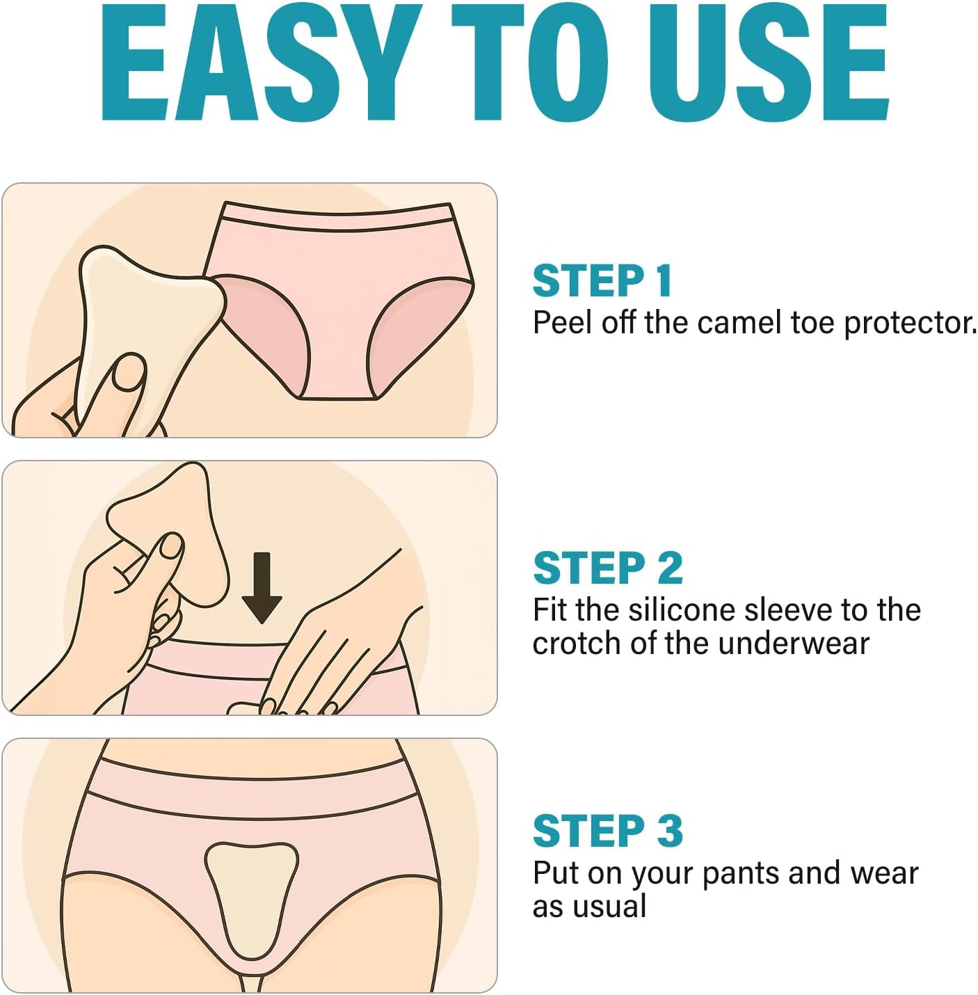 Camel Toe Concealer, Seamless Camel Toe Hider for Women, Reusable Anti Camel Toe Insert for Swimsuits, Leggings, Bikini &Tight Clothes, Waterproof, Soft, Easy to Clean, 4PCS - Image 5