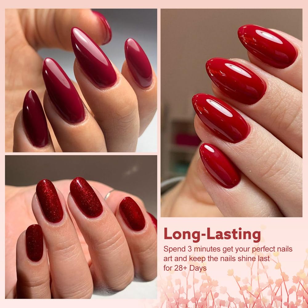 CANNI 30Pcs 9ML Hema-free Gel Nail Polish Set,Dark Red Hot Pink Purple Brown Burgundy Red Jelly Gel Polish Kit Soak Off LED Nail Polish Set Nail Art Starter Manicure Salon DIY at Home - Image 6