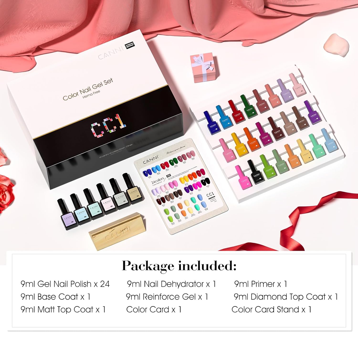 CANNI CC1 30Pcs 9ML Hema-free Gel Nail Polish Set, Black Pink Nude Red Blue Green Gel Polish Kit Color Soak Off LED Nail Gel Polish Set Nail Art Starter Manicure Salon DIY at Home - Image 4