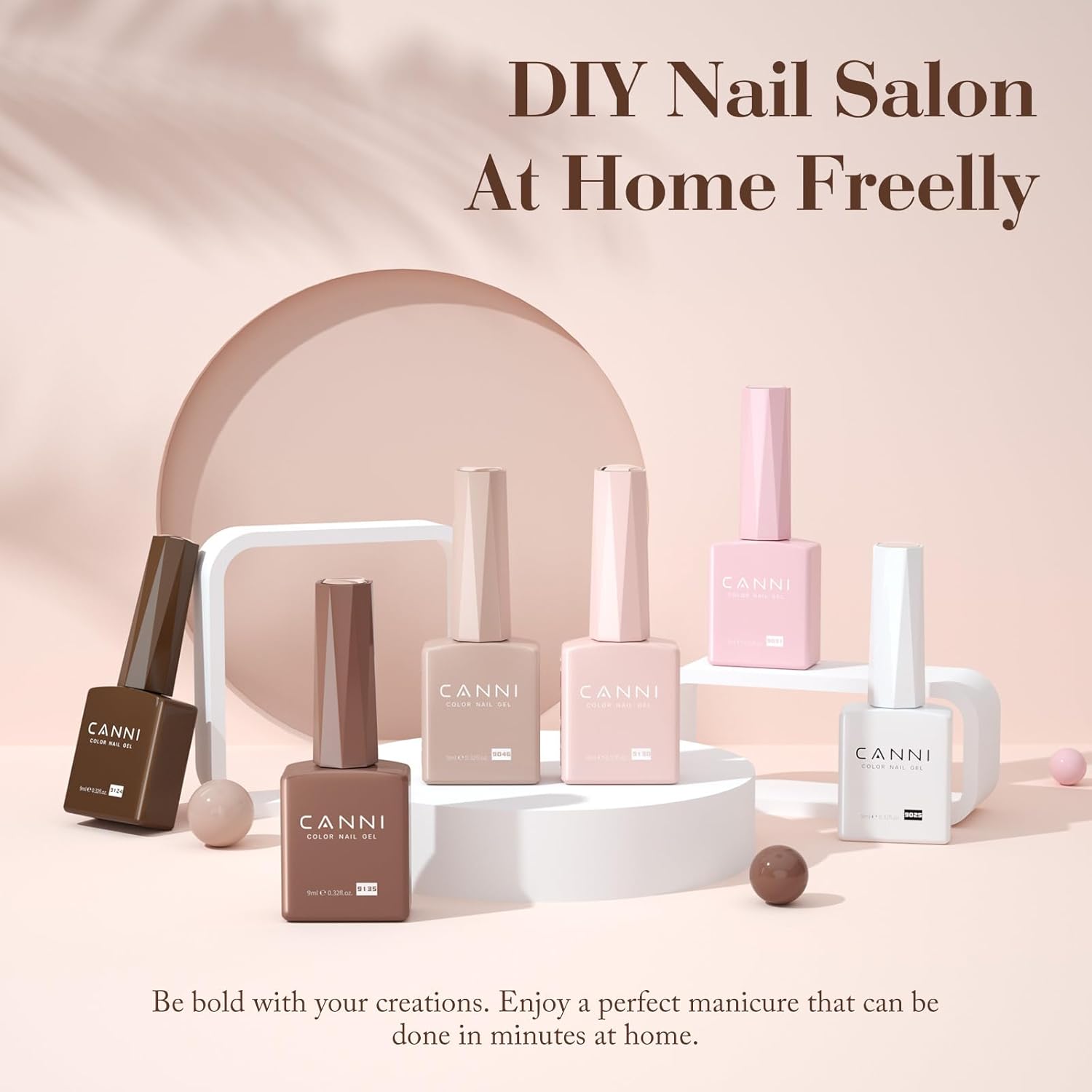 CANNI Gel Nail Polish Kit -6 Colors Nude Pink 9ML Gel Polish Set Skin Tones French Nail Neutral Brown Soak Off Gel Nail Kit Manicure DIY Manicure Salon DIY - Image 2