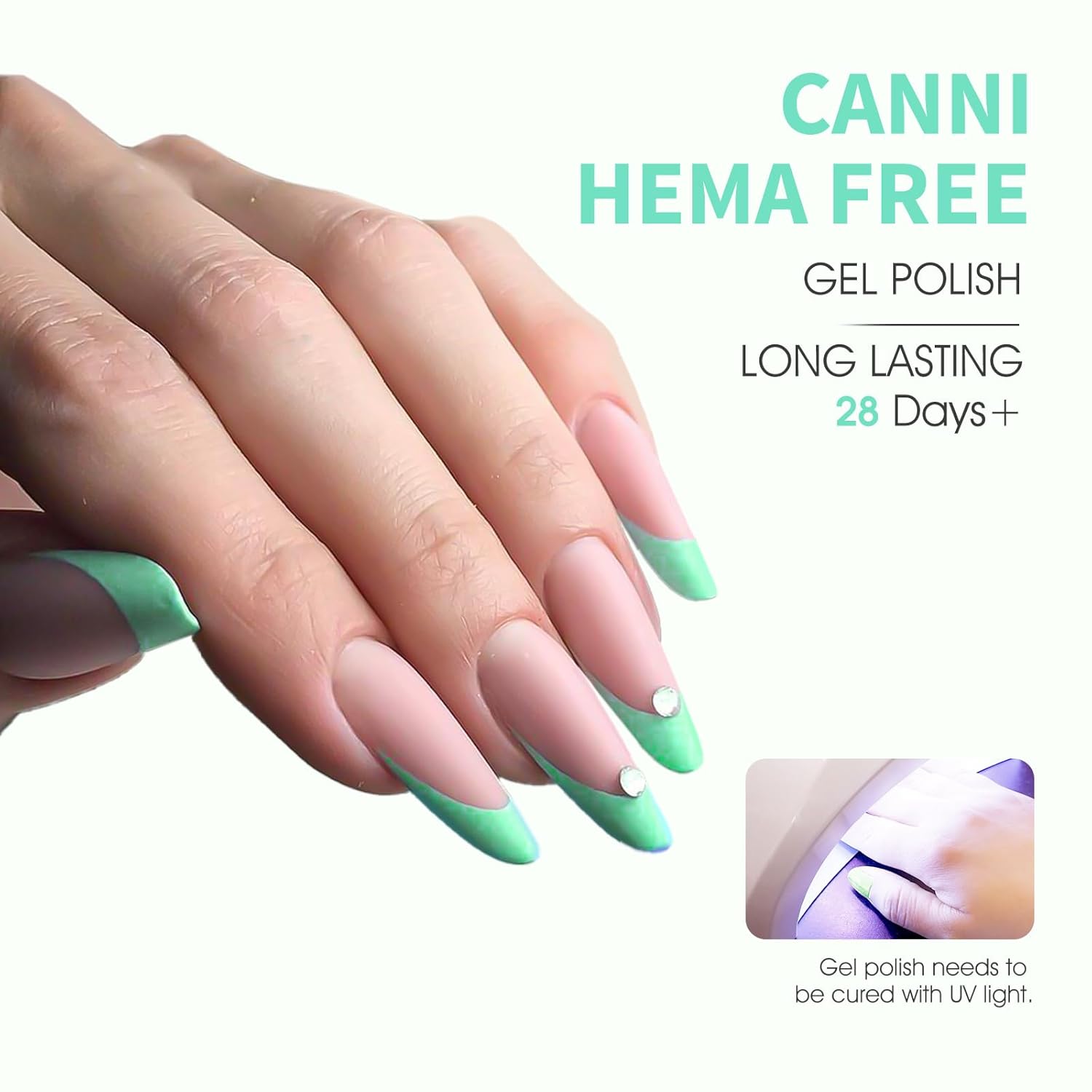 CANNI Pastel Green Gel Nail Polish, 1Pcs Sage Light Green Gel Polish Lime Mint Green Color Nail Polish Gel High Gloss Soak Off U V Gel Nail French Nail Manicure Salon DIY - Image 3