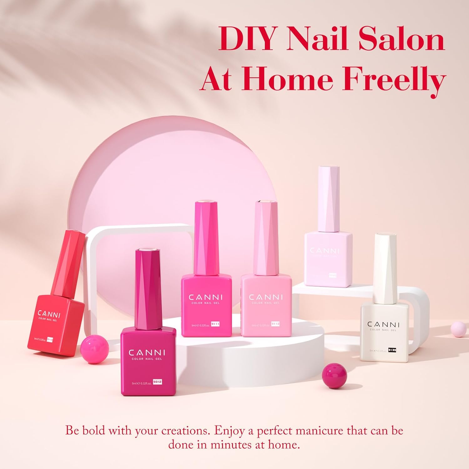 CANNI Pink Gel Nail Polish Set 6 Colors, Hot Pink Light Bright Pink Magenta Tones Craze Nail Art Design at Home DIY Soak off UV LED Manicure French Nail Salon - Image 2