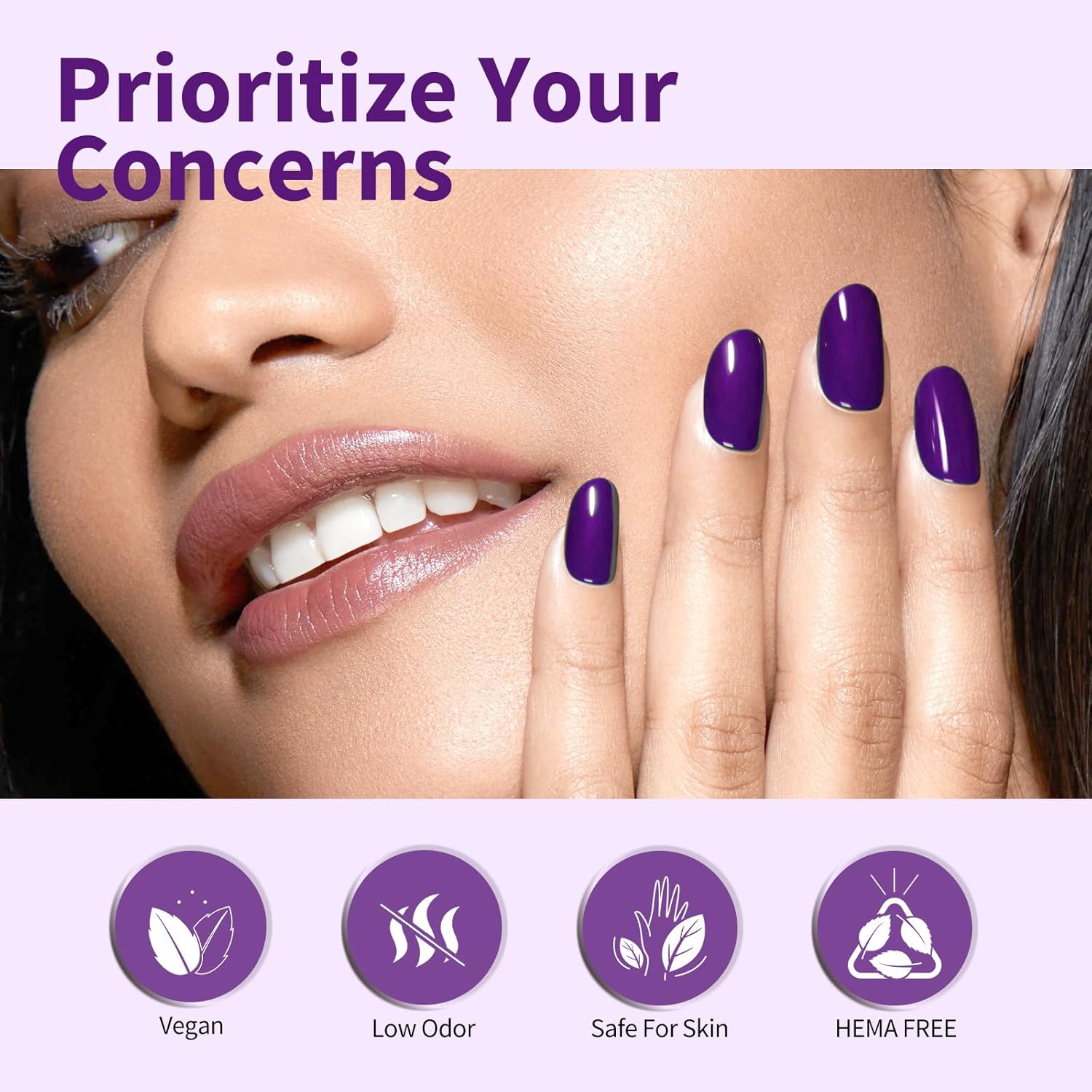 CANNI Purple Gel Nail Polish, Dark Purple Neon Color, High Gloss Soak Off UV Gel Nail Polish for French Nail Manicure Salon DIY - Image 6