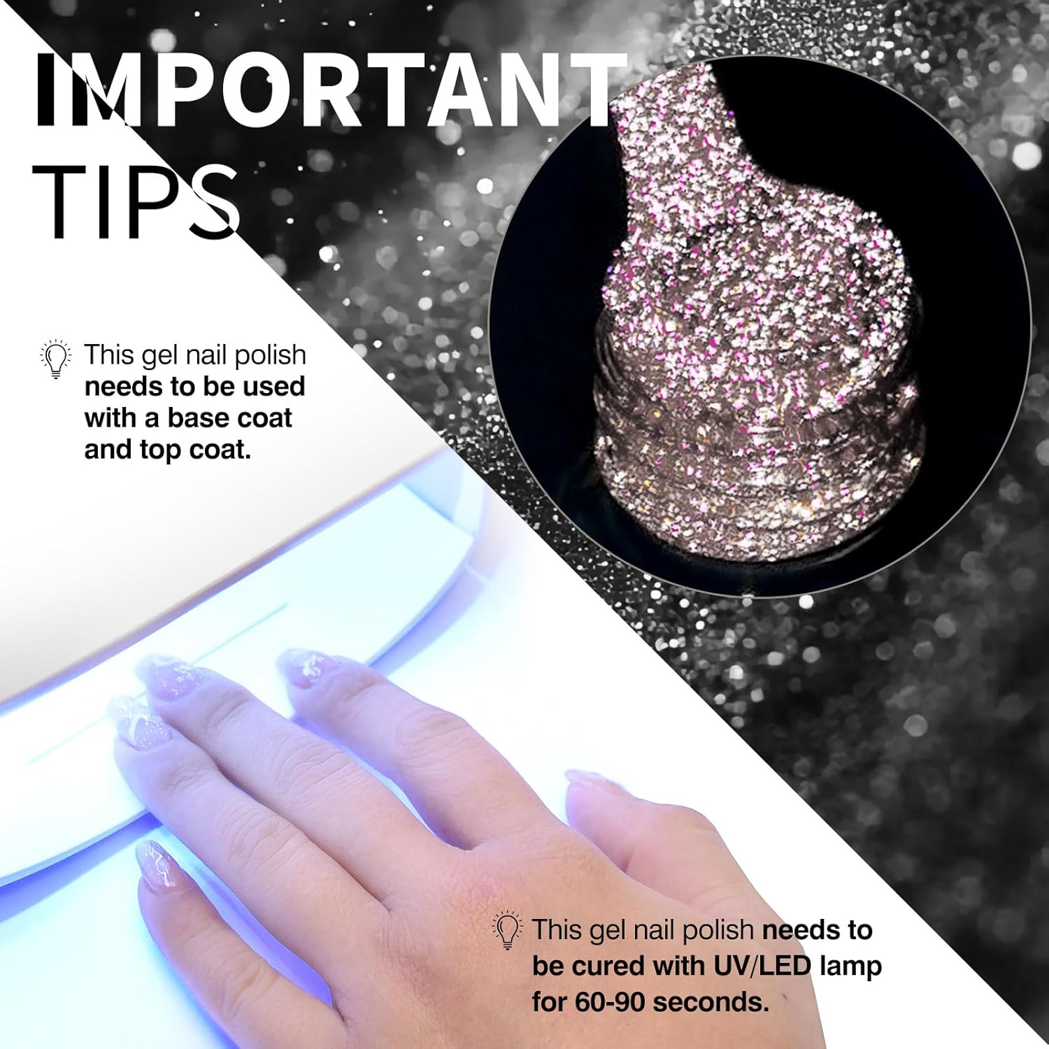 CANNI Rose Gold Glitter Gel Polish – Reflective, Sparkly & Shimmery UV/LED Soak-Off Nail Gel for DIY Manicure, Salon-Quality, Rosy Disco Shine for Women & Girls - Image 4