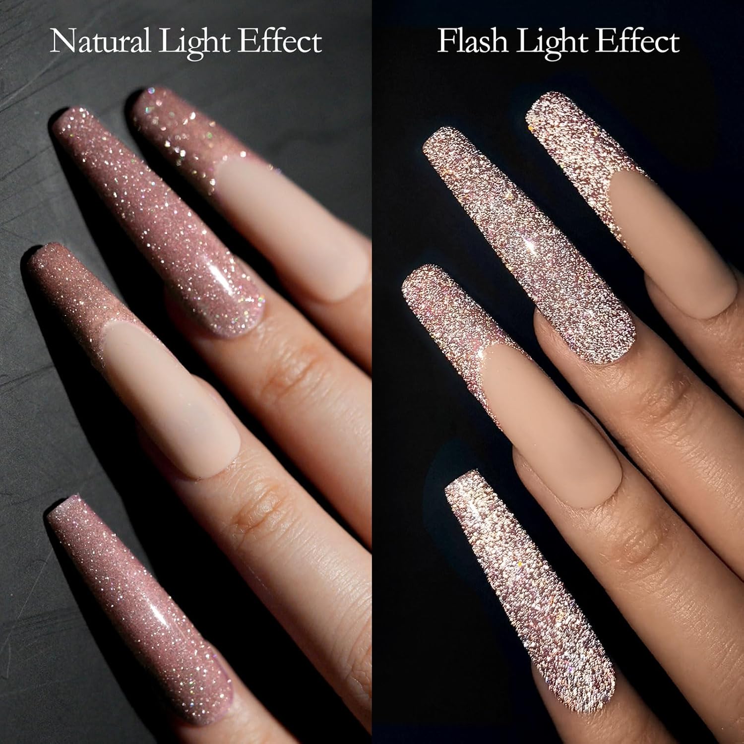 CANNI Rose Gold Glitter Gel Polish – Reflective, Sparkly & Shimmery UV/LED Soak-Off Nail Gel for DIY Manicure, Salon-Quality, Rosy Disco Shine for Women & Girls - Image 3