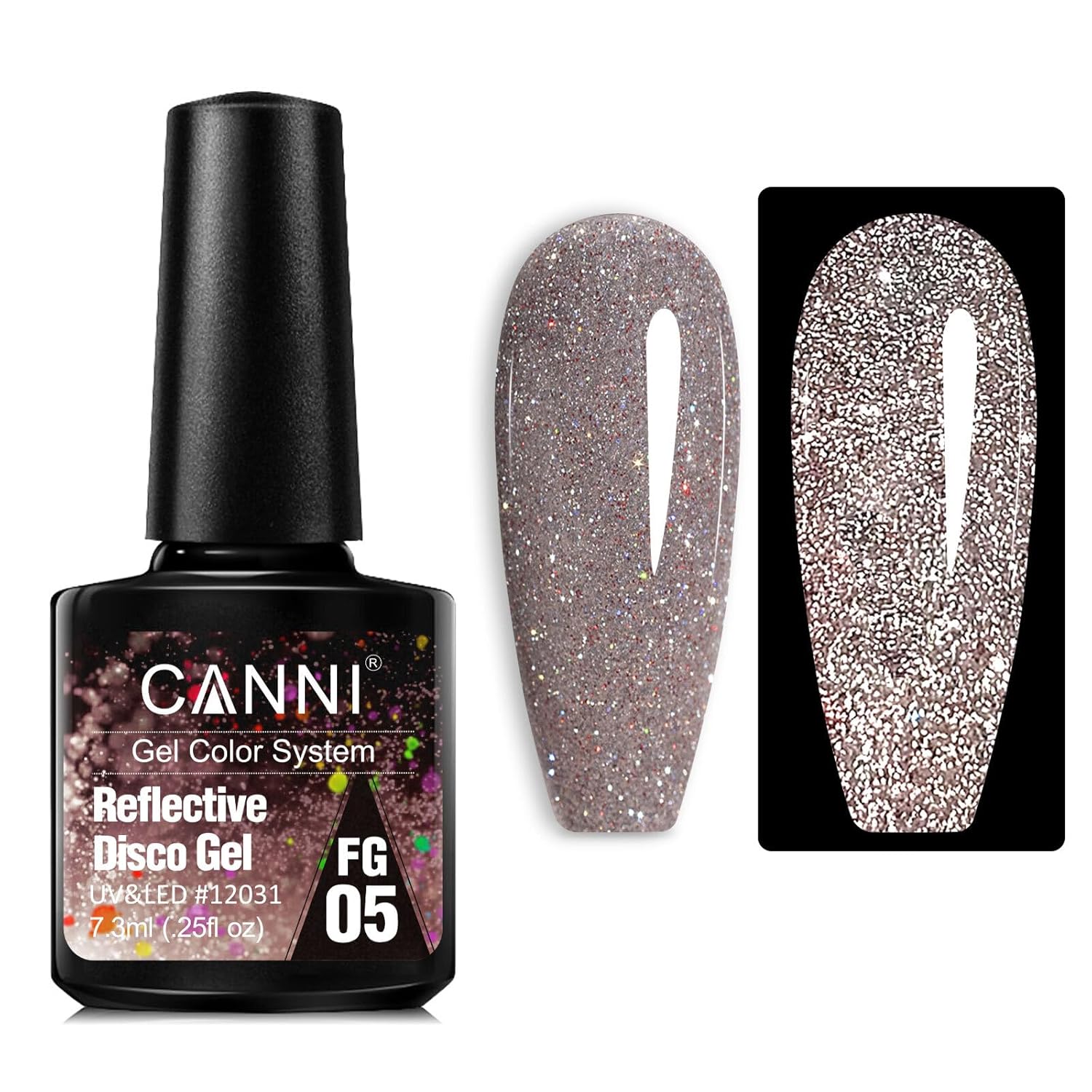 CANNI Rose Gold Glitter Gel Polish – Reflective, Sparkly & Shimmery UV/LED Soak-Off Nail Gel for DIY Manicure, Salon-Quality, Rosy Disco Shine for Women & Girls