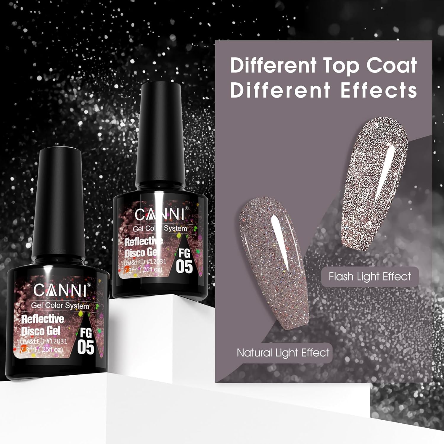 CANNI Rose Gold Glitter Gel Polish – Reflective, Sparkly & Shimmery UV/LED Soak-Off Nail Gel for DIY Manicure, Salon-Quality, Rosy Disco Shine for Women & Girls - Image 6