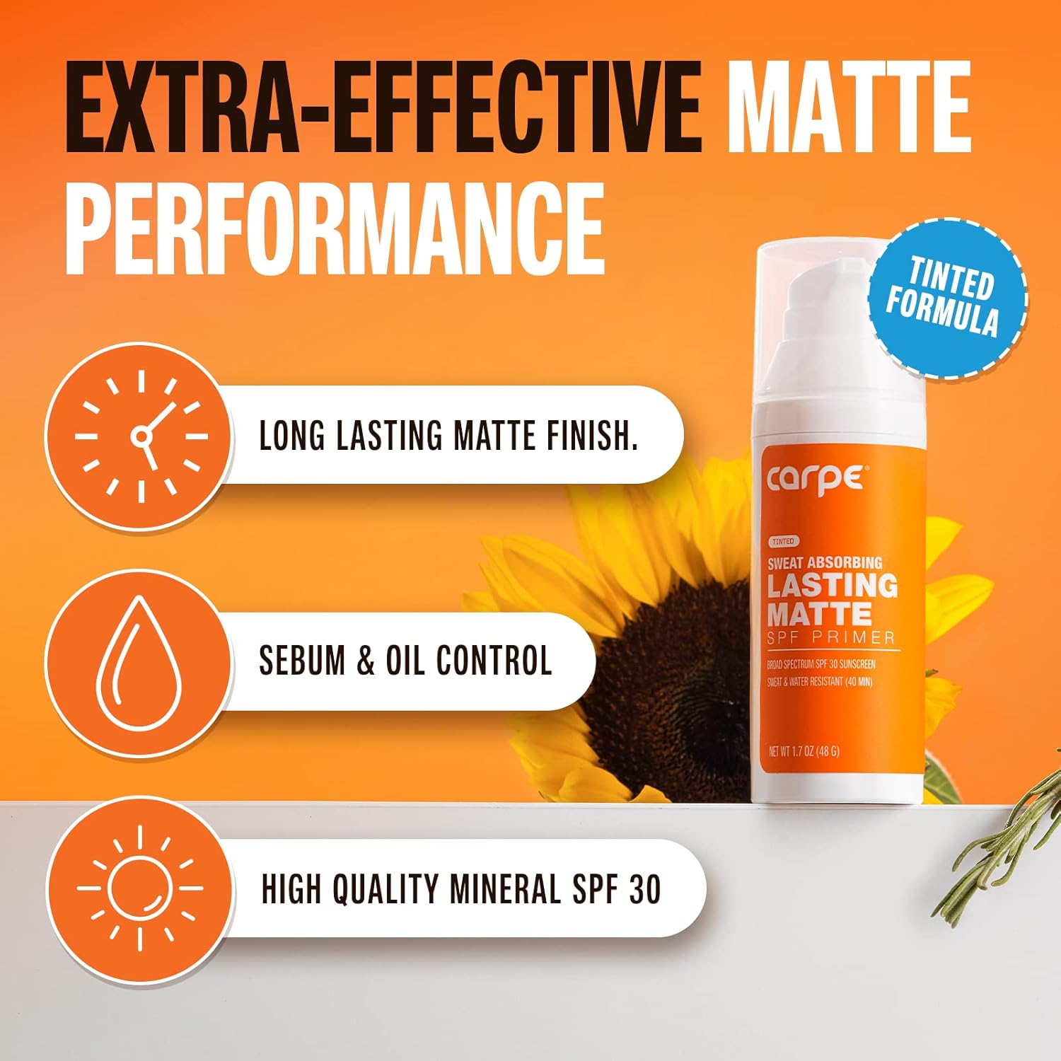 Carpe Primer Face Makeup Base ~New~ Zinc Mineral Sunscreen Face SPF 30, Lasting Matte Primer For Oily Skin And Tinted Sunscreen For Face - Image 2