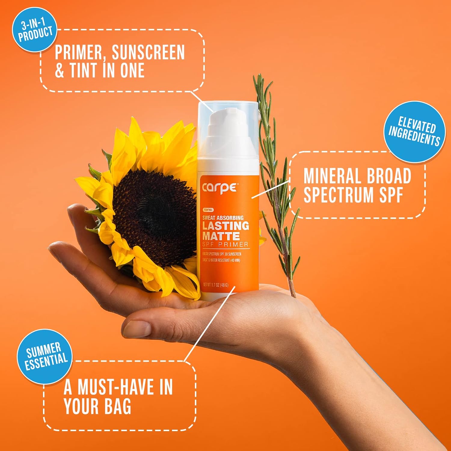 Carpe Primer Face Makeup Base ~New~ Zinc Mineral Sunscreen Face SPF 30, Lasting Matte Primer For Oily Skin And Tinted Sunscreen For Face - Image 5