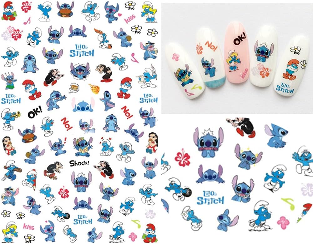 Cartoon Nail Art Stickers Decal 3D Self-Adhesive Nail Decals Cute Cartoon Nail Art Supplies Luxury Designer Nail Stickers for Women Kids Girls Manicure Acrylic Nails Decoration Accessories 8 Sheets - Image 3
