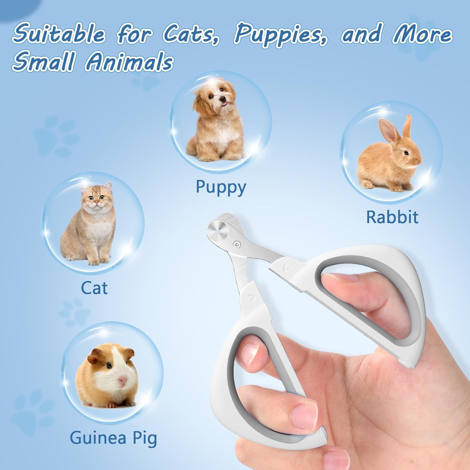 Cat Nail Clipper, Cat Nail Trimmer with Positioning Round Hole, Sharp Non-Slip Handle Cat Claw Clipper, Safe Indoor Cat Nail Clipper, Pet Nail Clipper for Cats, Puppies and More Animals - Grey - Image 5