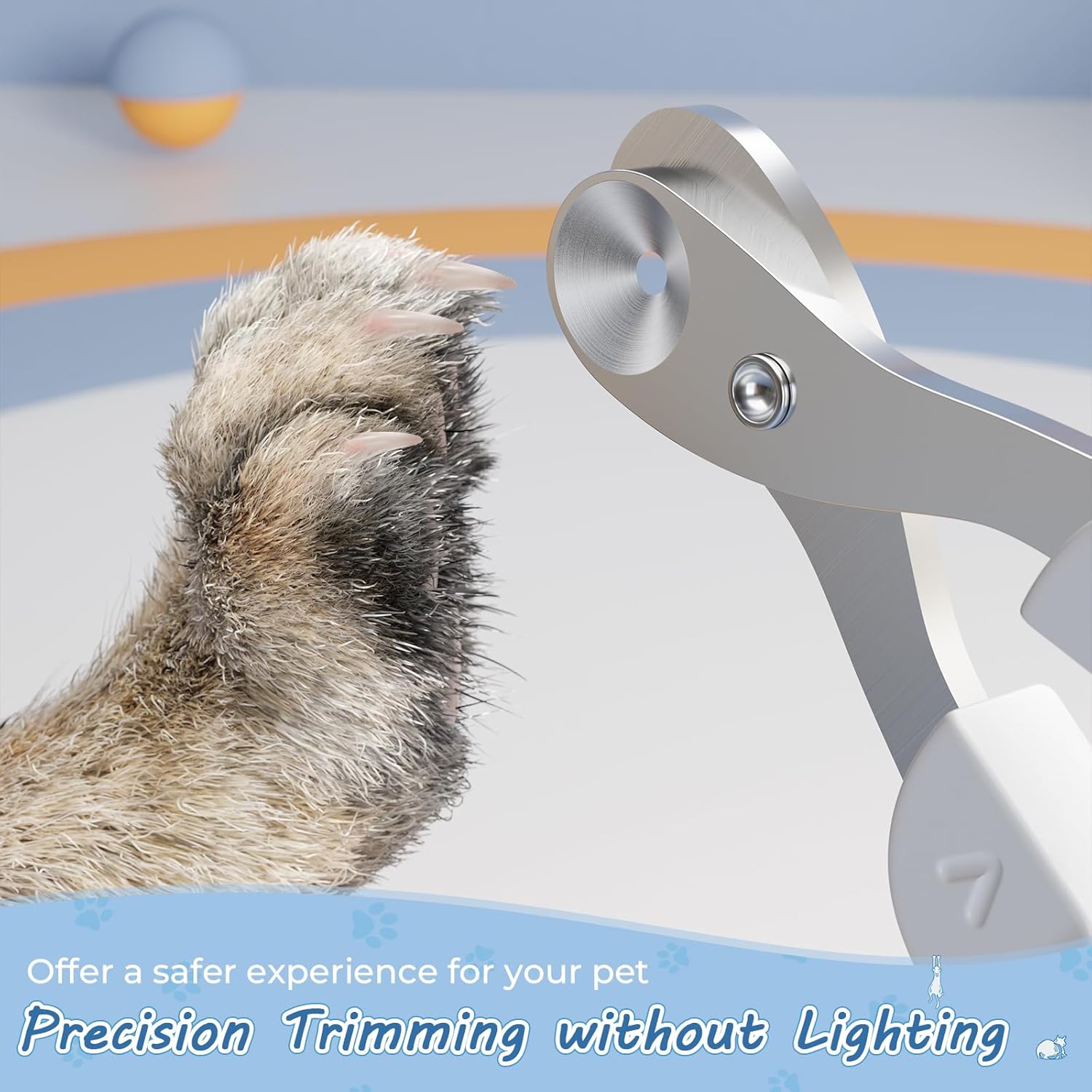 Cat Nail Clipper, Cat Nail Trimmer with Positioning Round Hole, Sharp Non-Slip Handle Cat Claw Clipper, Safe Indoor Cat Nail Clipper, Pet Nail Clipper for Cats, Puppies and More Animals - Grey - Image 2