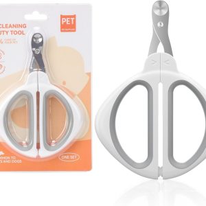 Cat Nail Clipper, Cat Nail Trimmer with Positioning Round Hole, Sharp Non-Slip Handle Cat Claw Clipper, Safe Indoor Cat Nail Clipper, Pet Nail Clipper for Cats, Puppies and More Animals - Grey